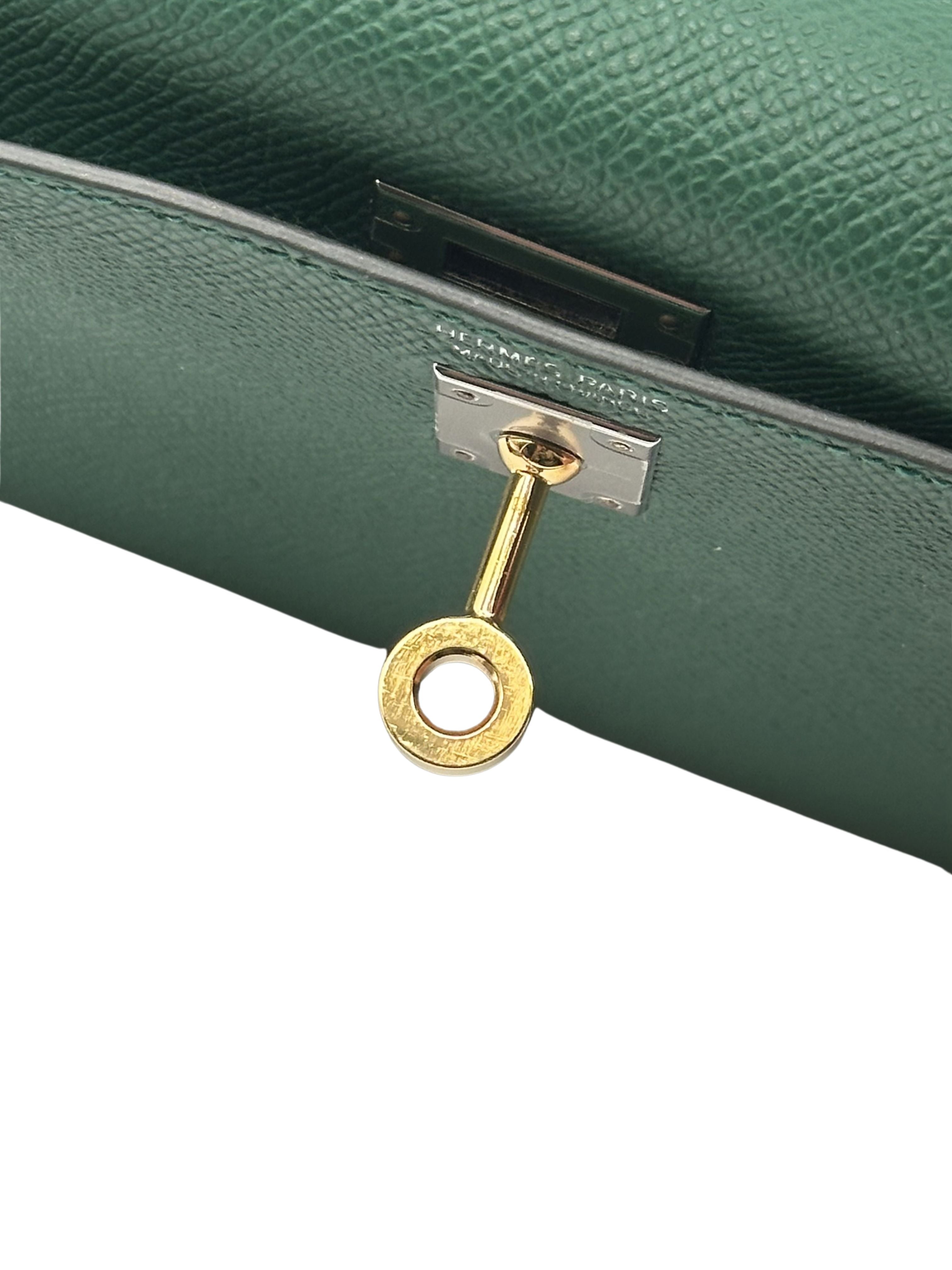 Hermès Kelly Mini Epsom Vert Moyen Electrum