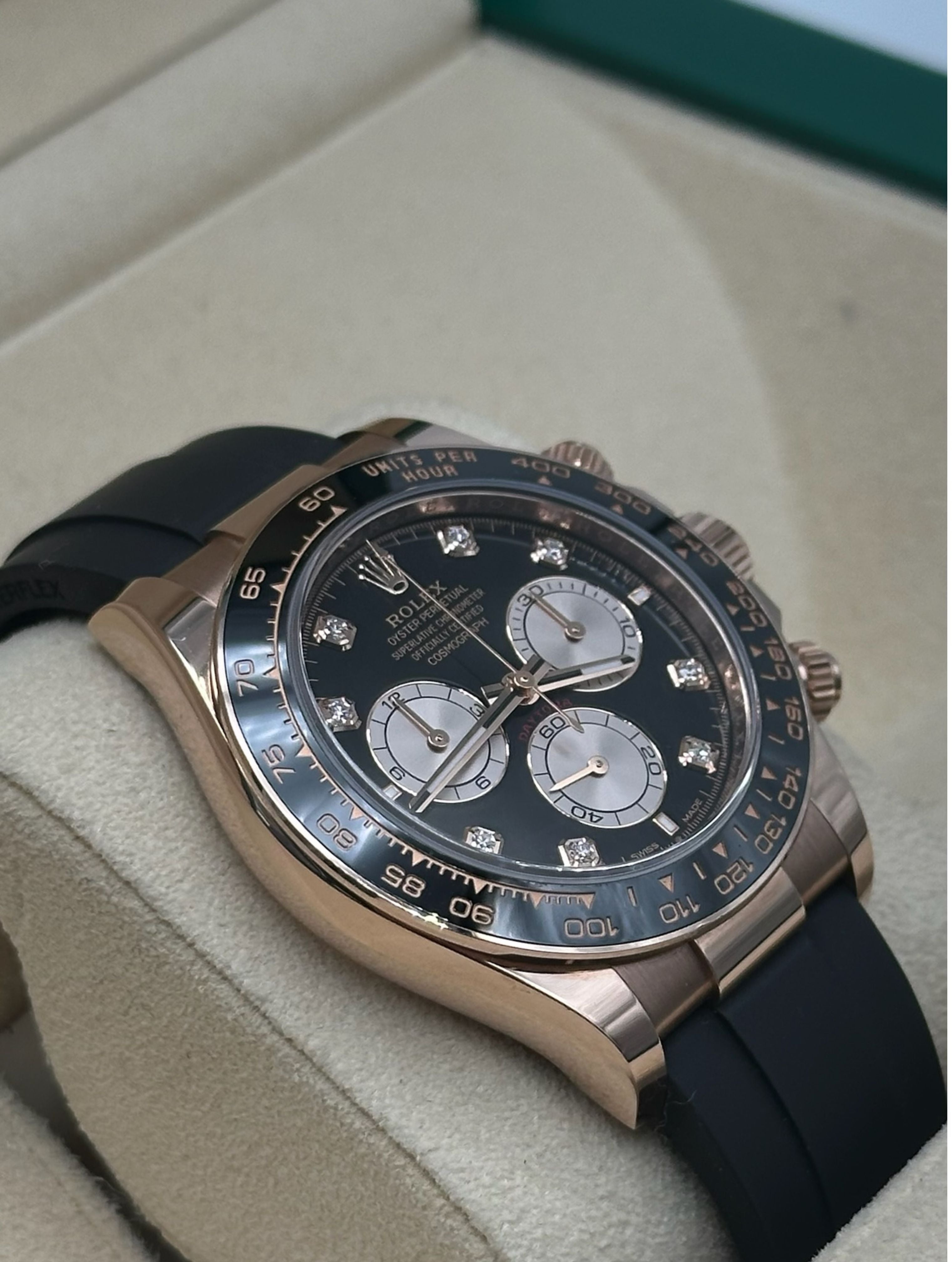 Rolex Daytona Oysterflex R. Gold Black Diamonds Dial