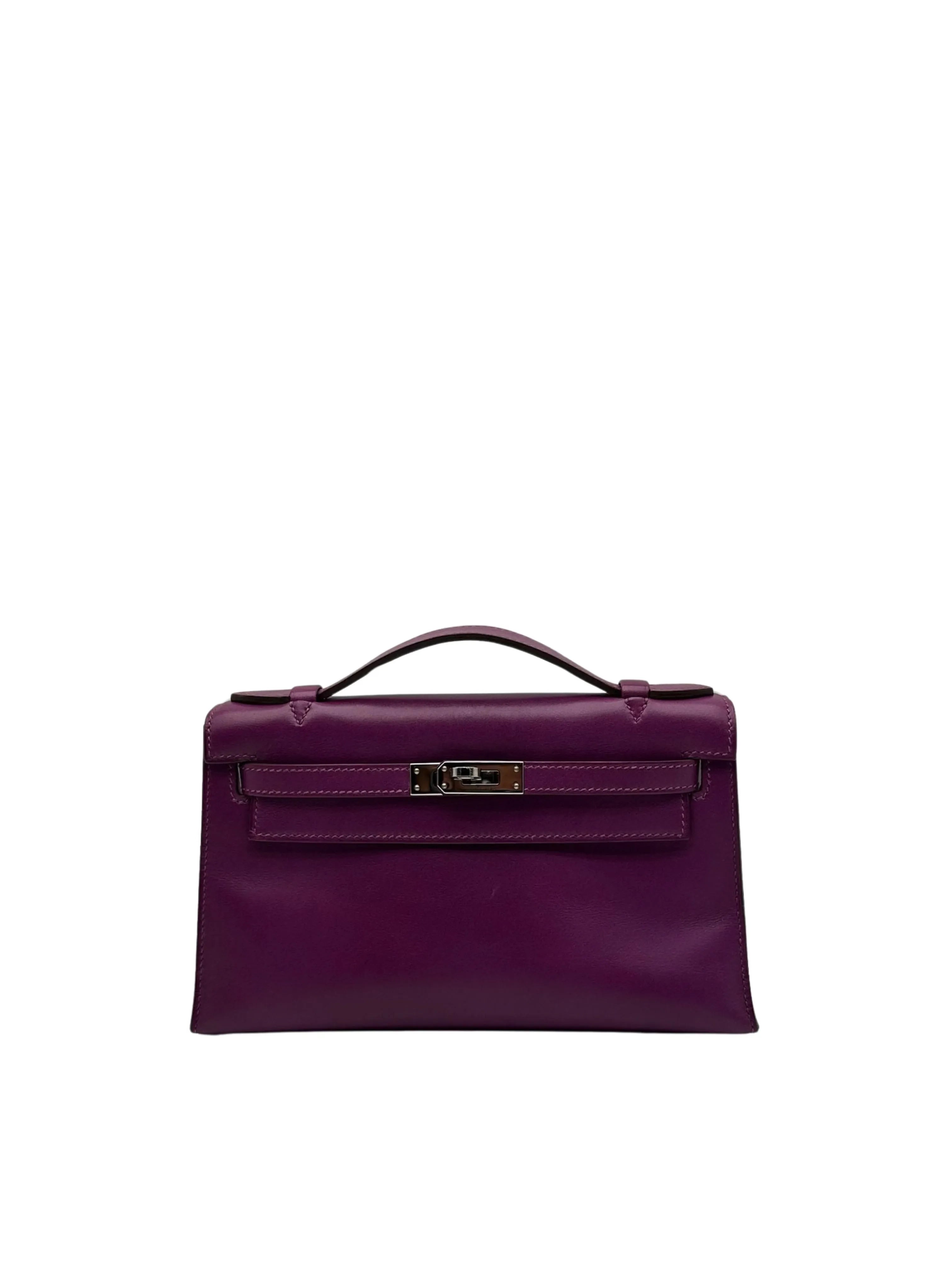 Hermès Kelly Pochette Swift Anemone Palladium Hardware
