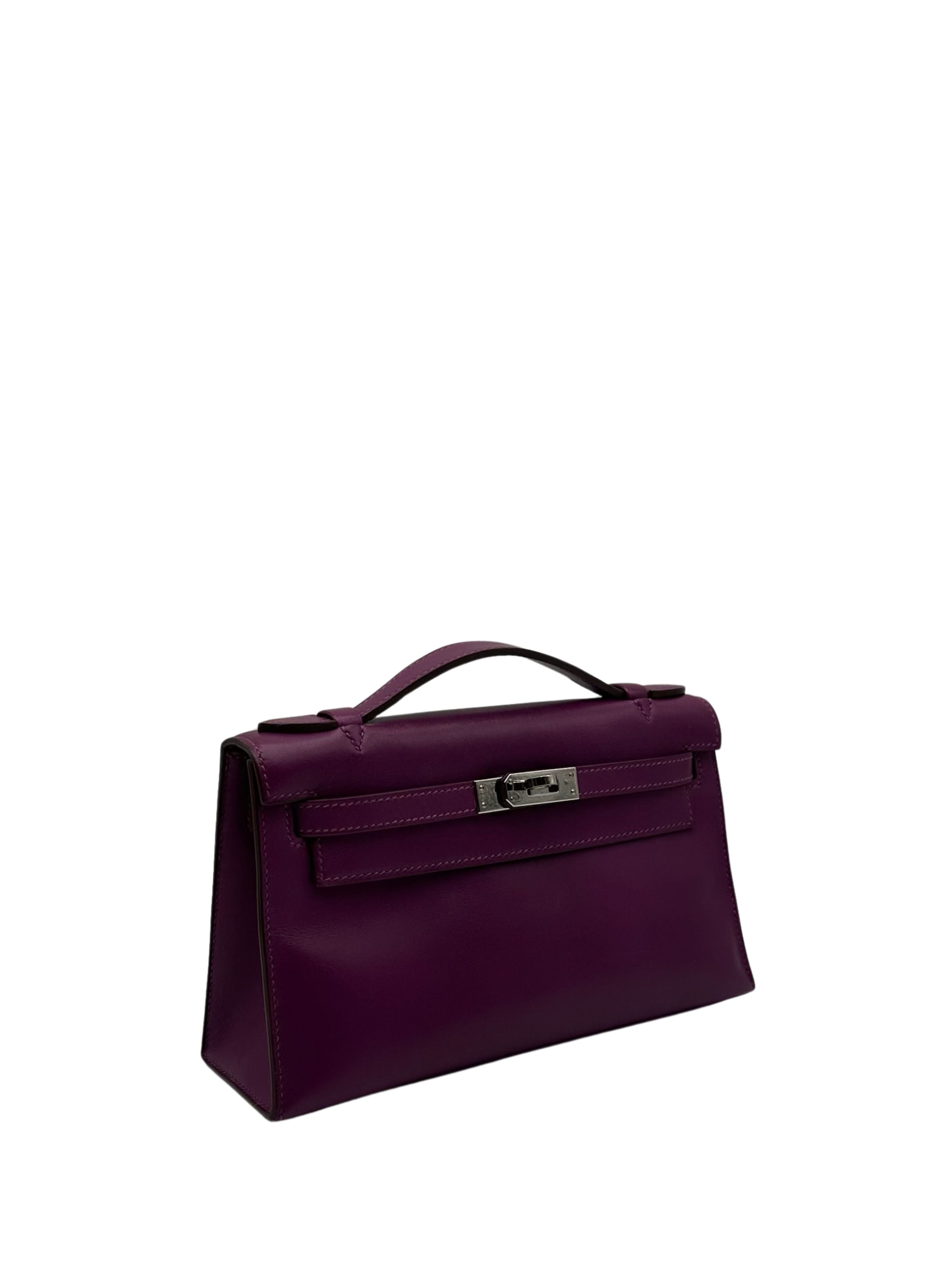 Hermès Kelly Pochette Swift Anemone Palladium Hardware