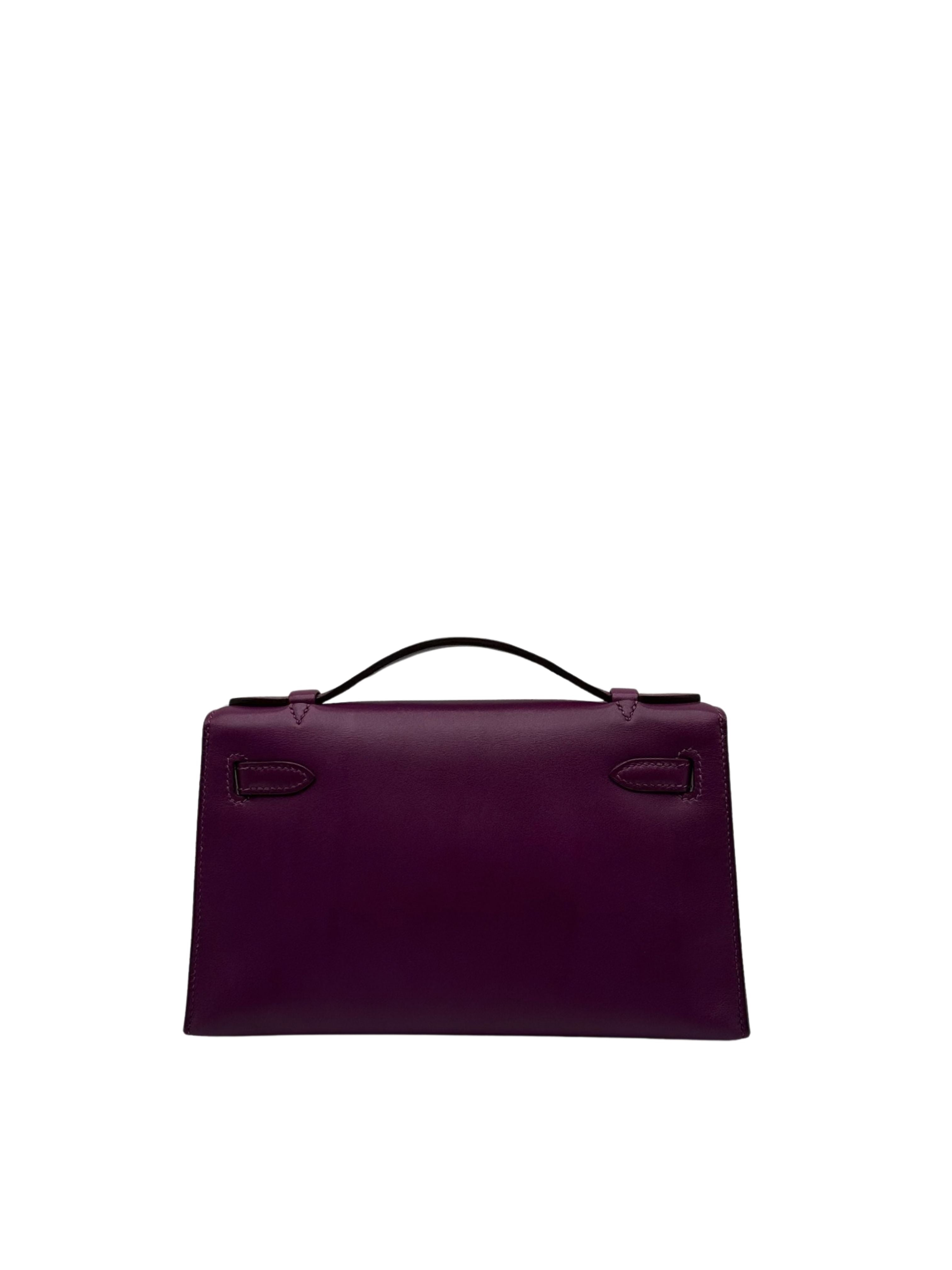 Hermès Kelly Pochette Swift Anemone Palladium Hardware