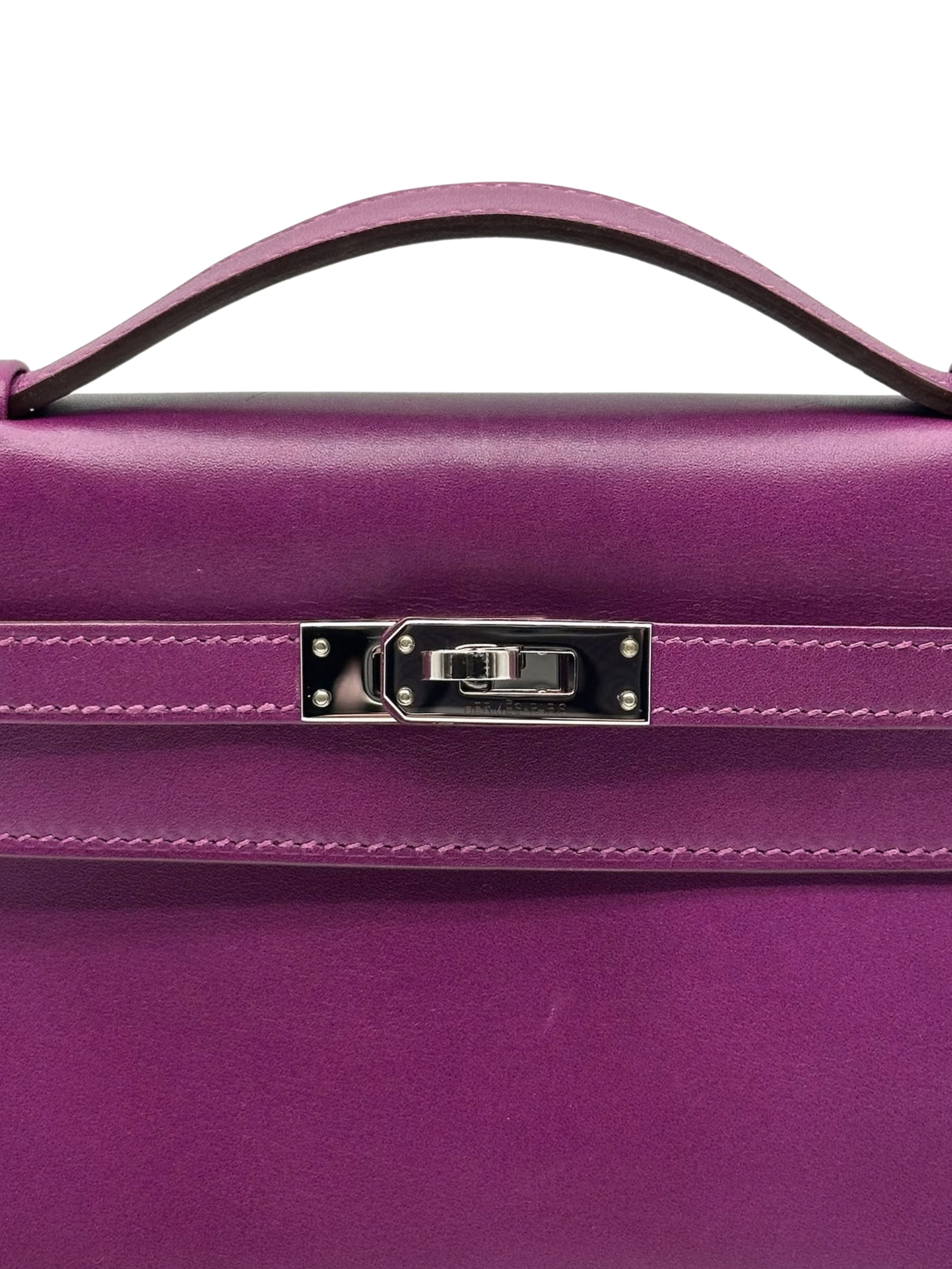 Hermès Kelly Pochette Swift Anemone Palladium Hardware