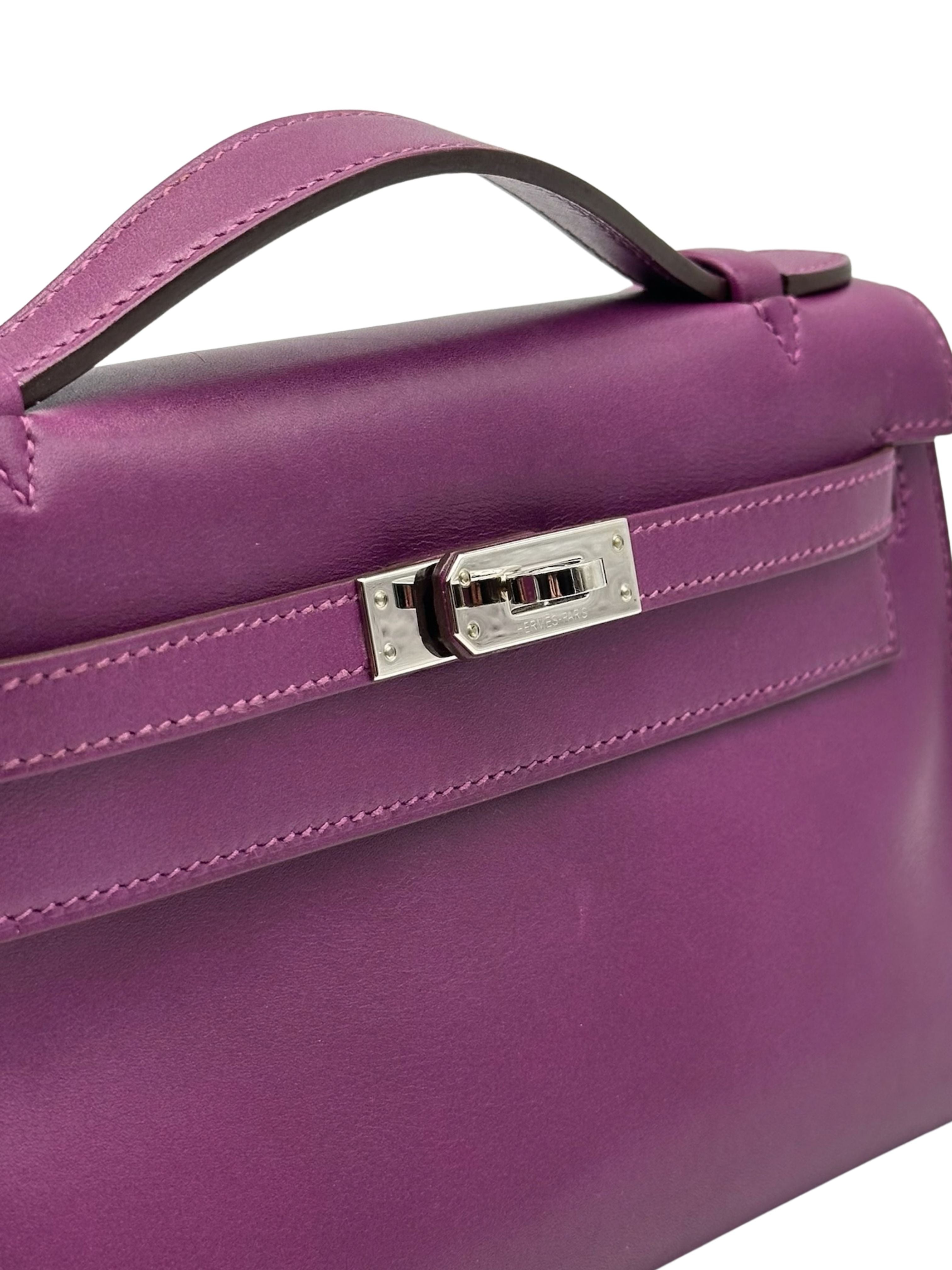 Hermès Kelly Pochette Swift Anemone Palladium Hardware