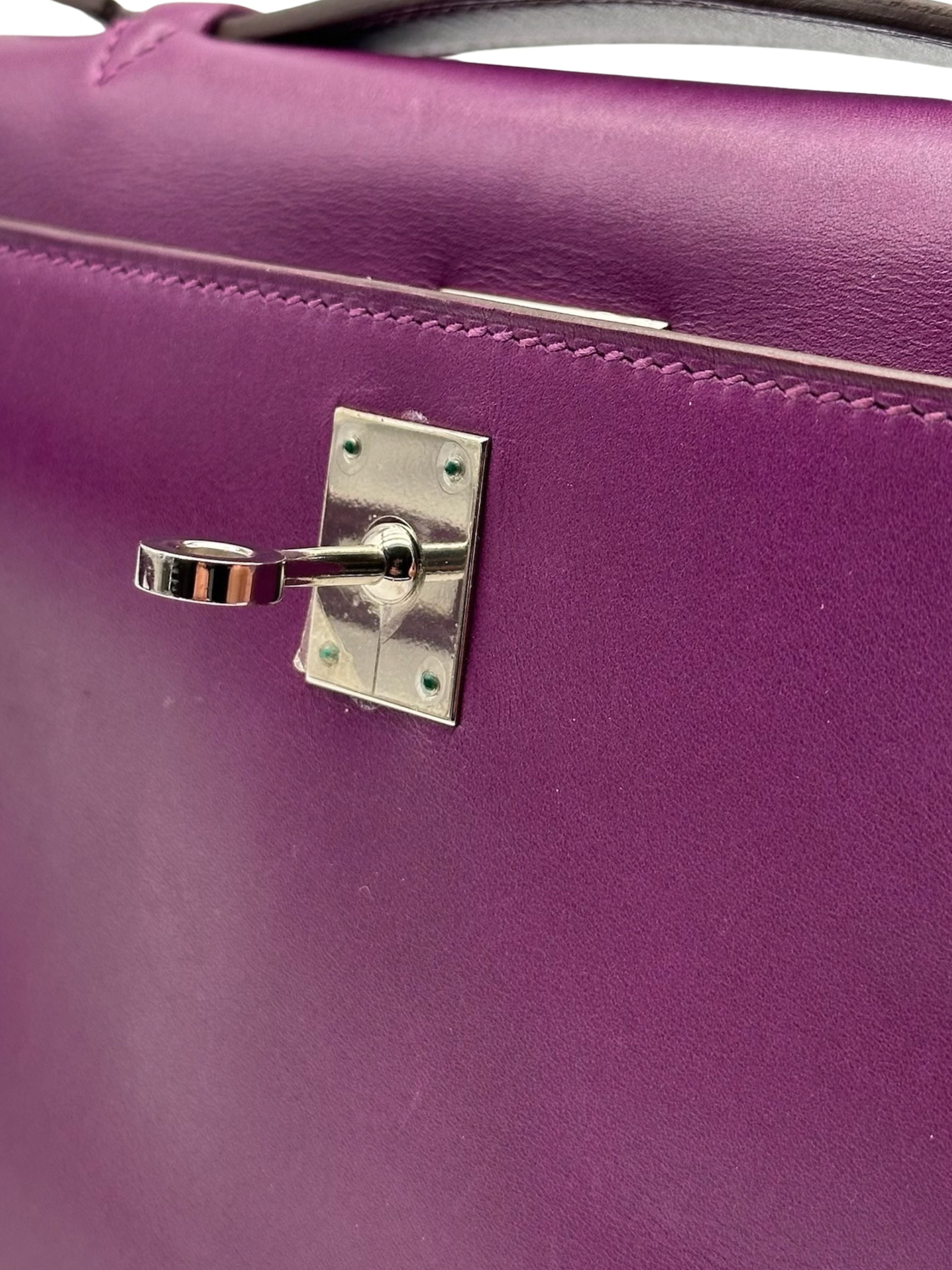Hermès Kelly Pochette Swift Anemone Palladium Hardware