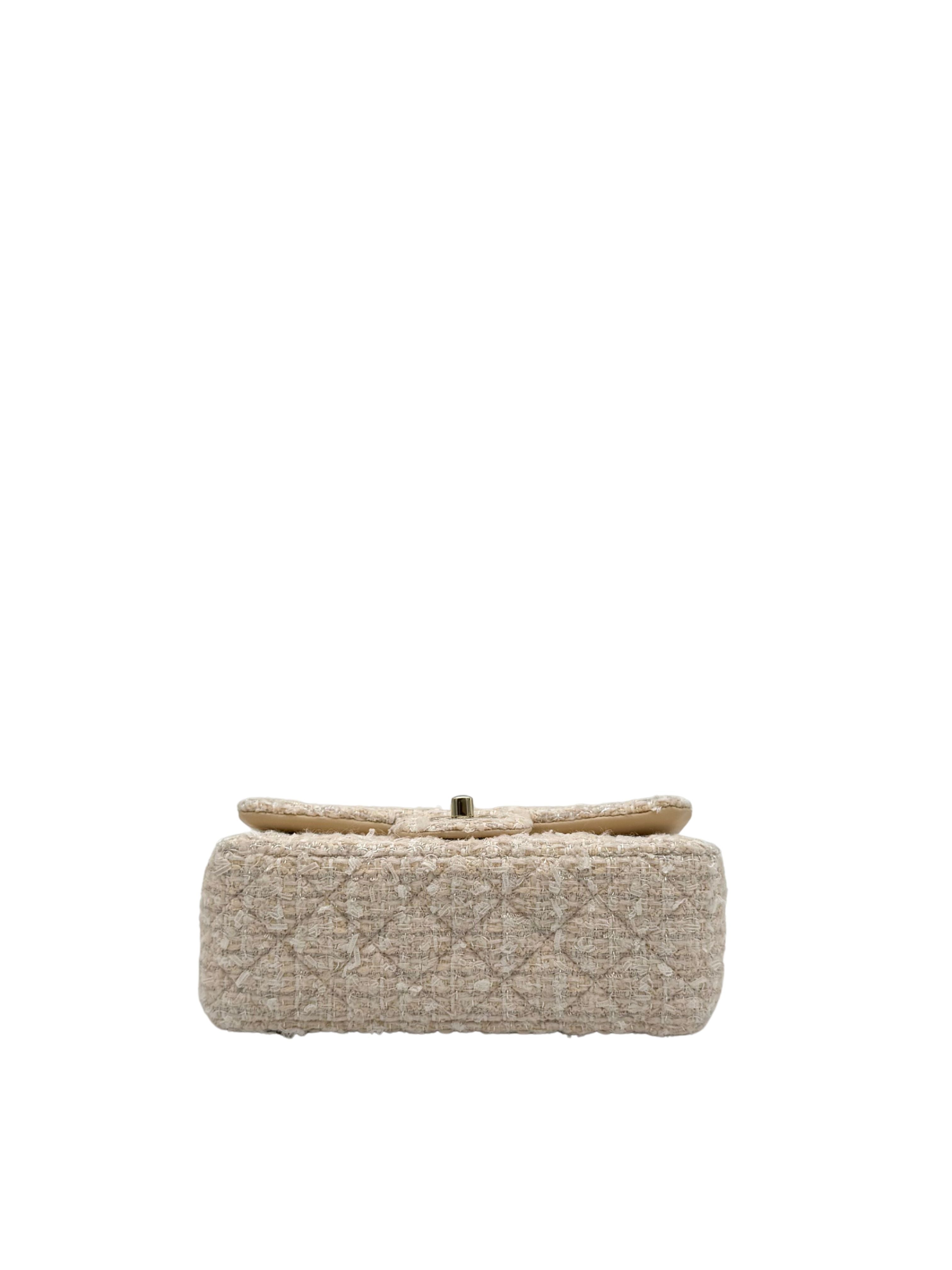 Chanel Classic Mini Rectangle Beige Tweed