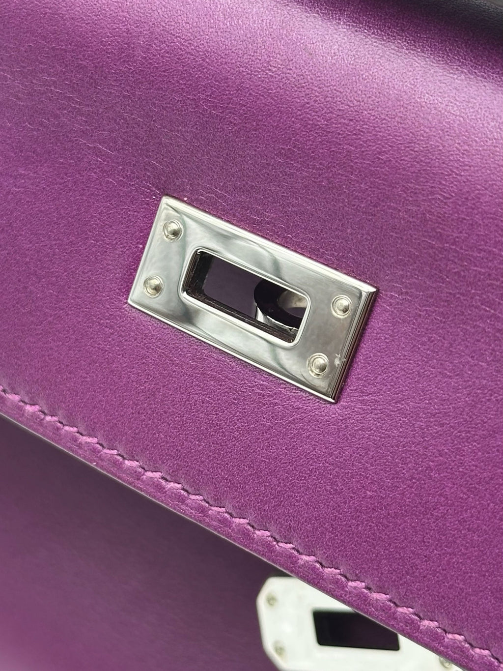 Hermès Kelly Pochette Swift Anemone Palladium Hardware