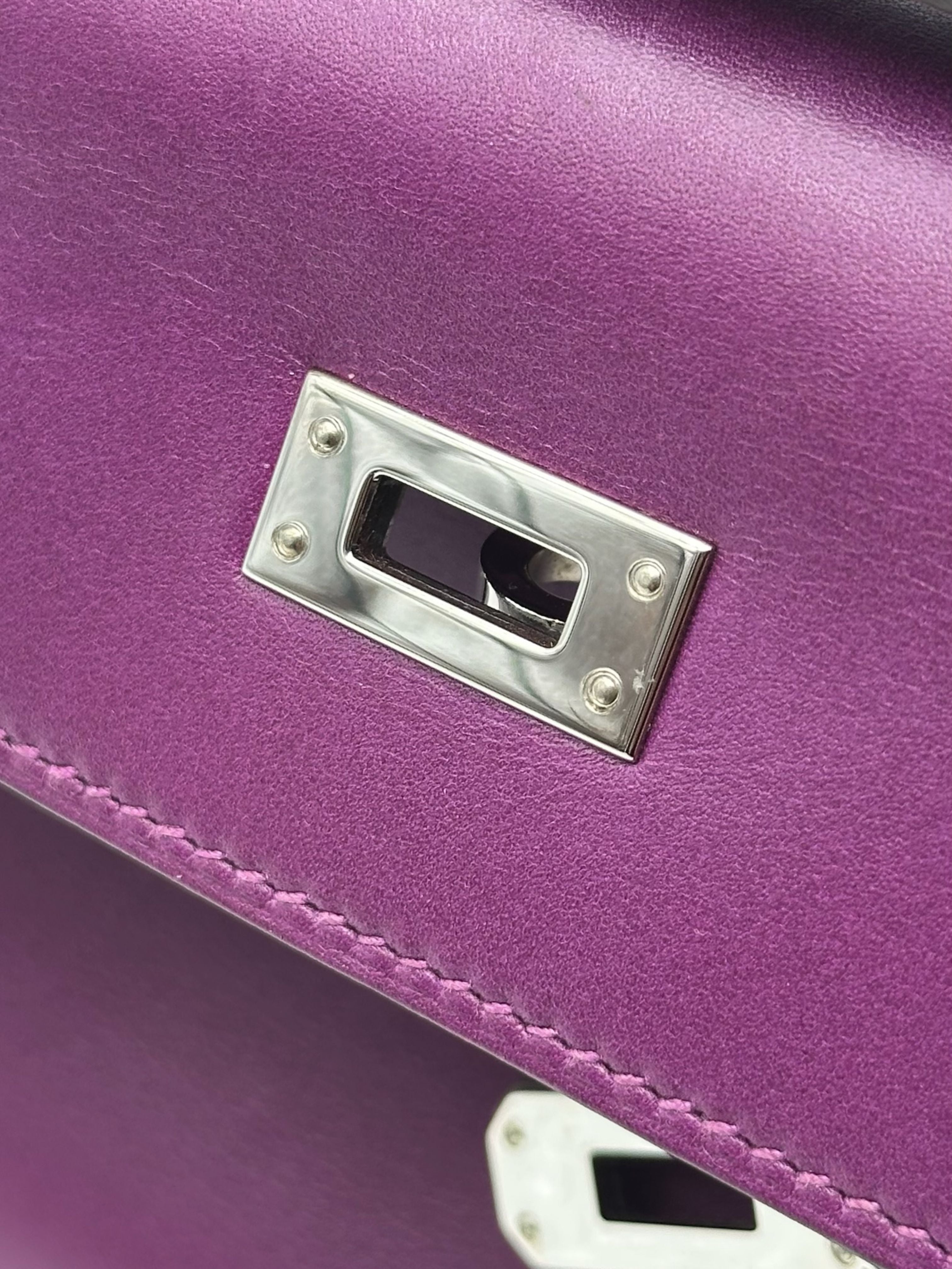Hermès Kelly Pochette Swift Anemone Palladium Hardware