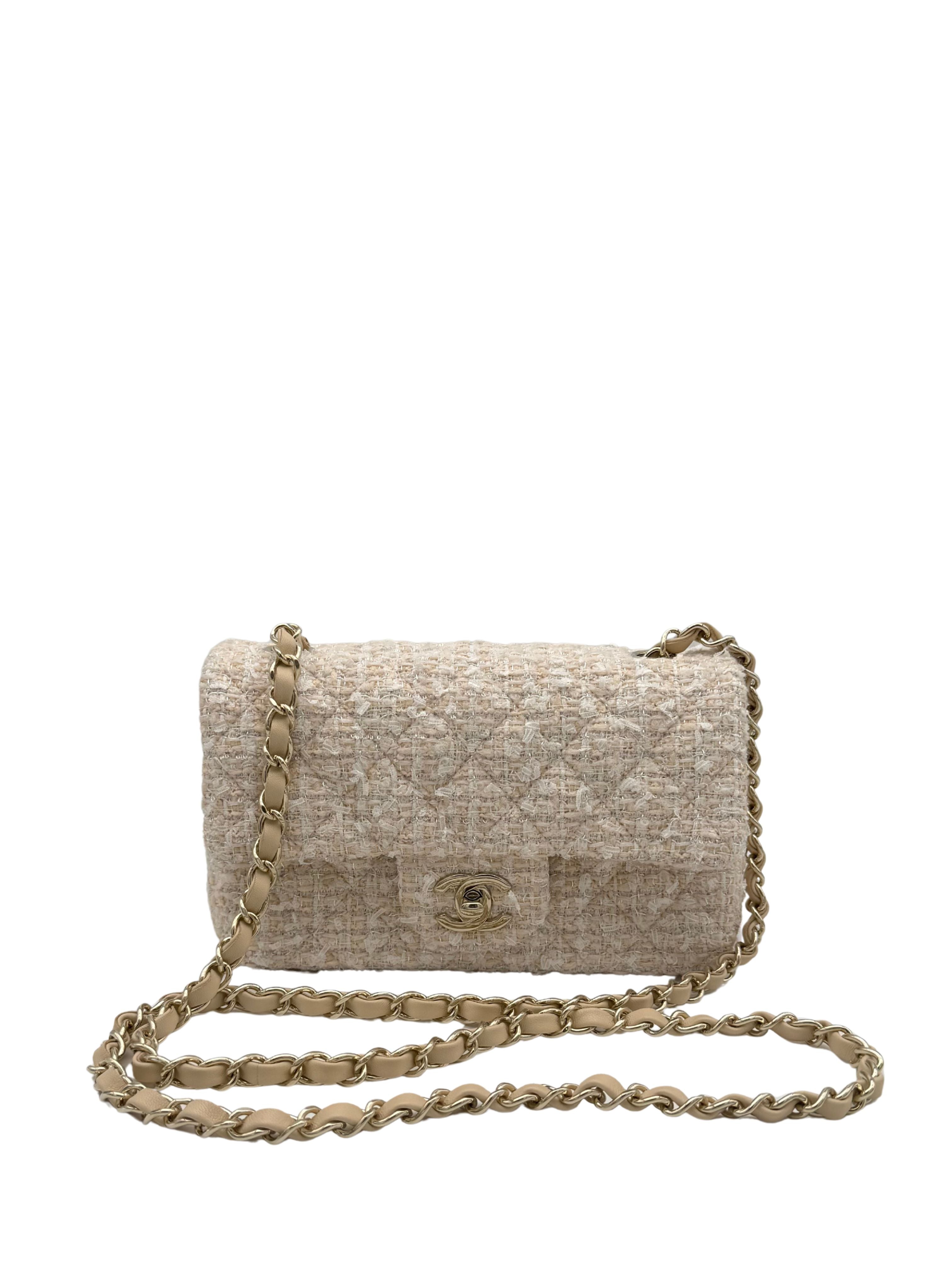 Chanel Classic Mini Rectangle Beige Tweed