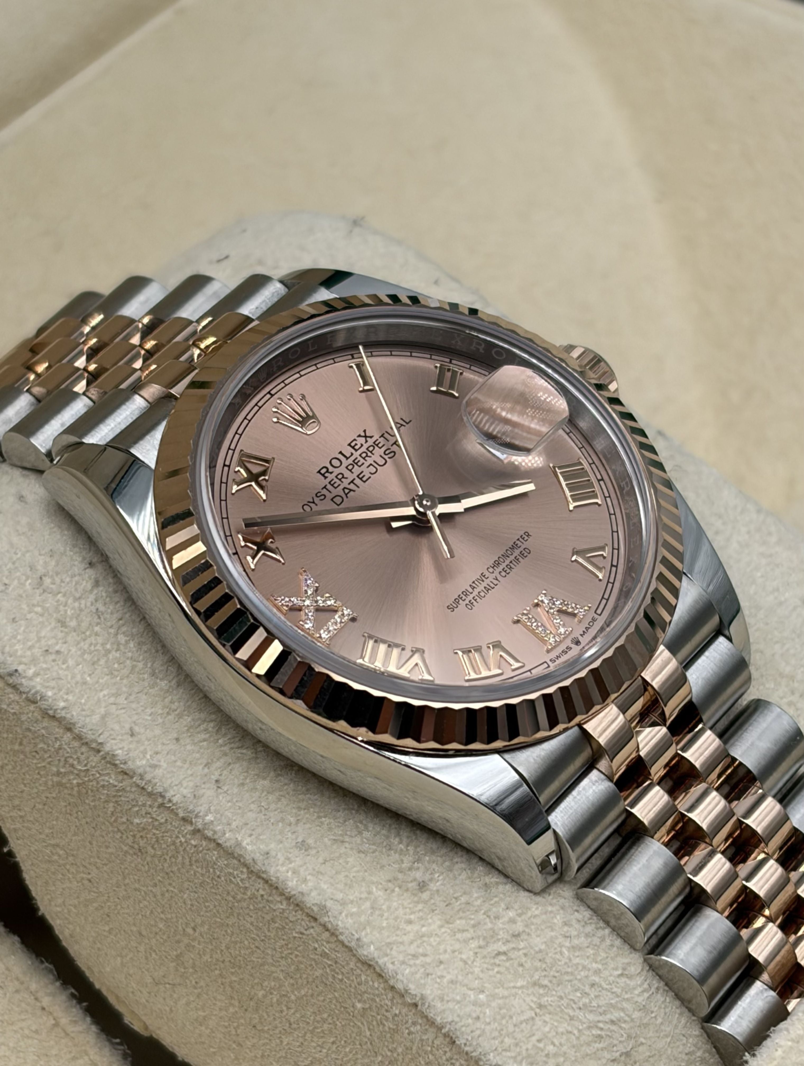 Rolex Datejust 36mm Steel/R. Gold Pink Diamonds Dial