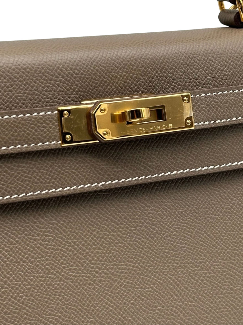 Hermès Kelly 28 Epsom Etoupe Gold Hardware