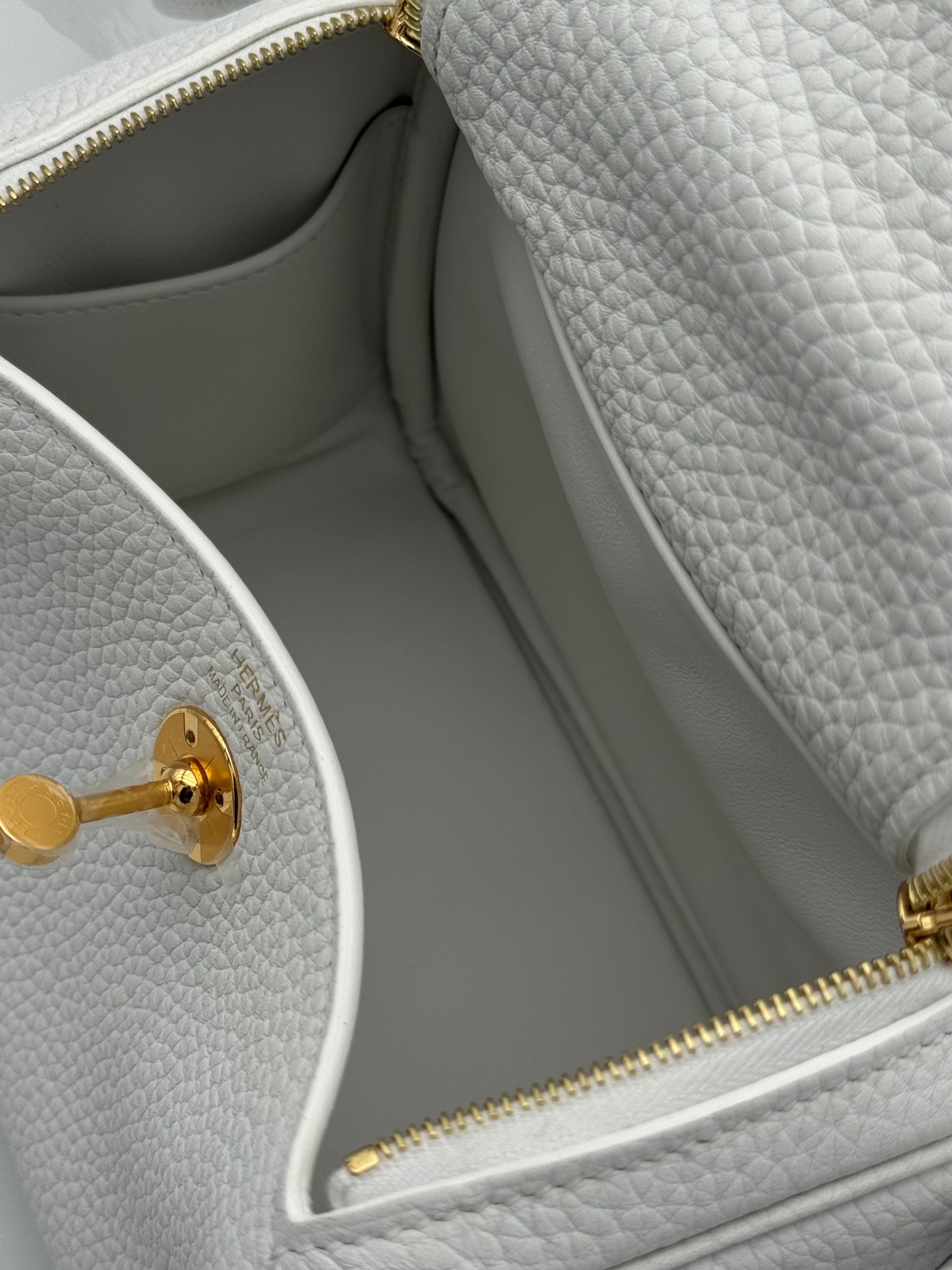 Hermès Lindy Mini Clemence New White