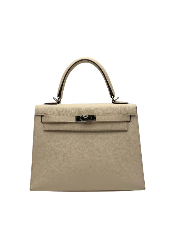 Hermès Kelly 25 Epsom Nata/Ocre Palladium Hardware
