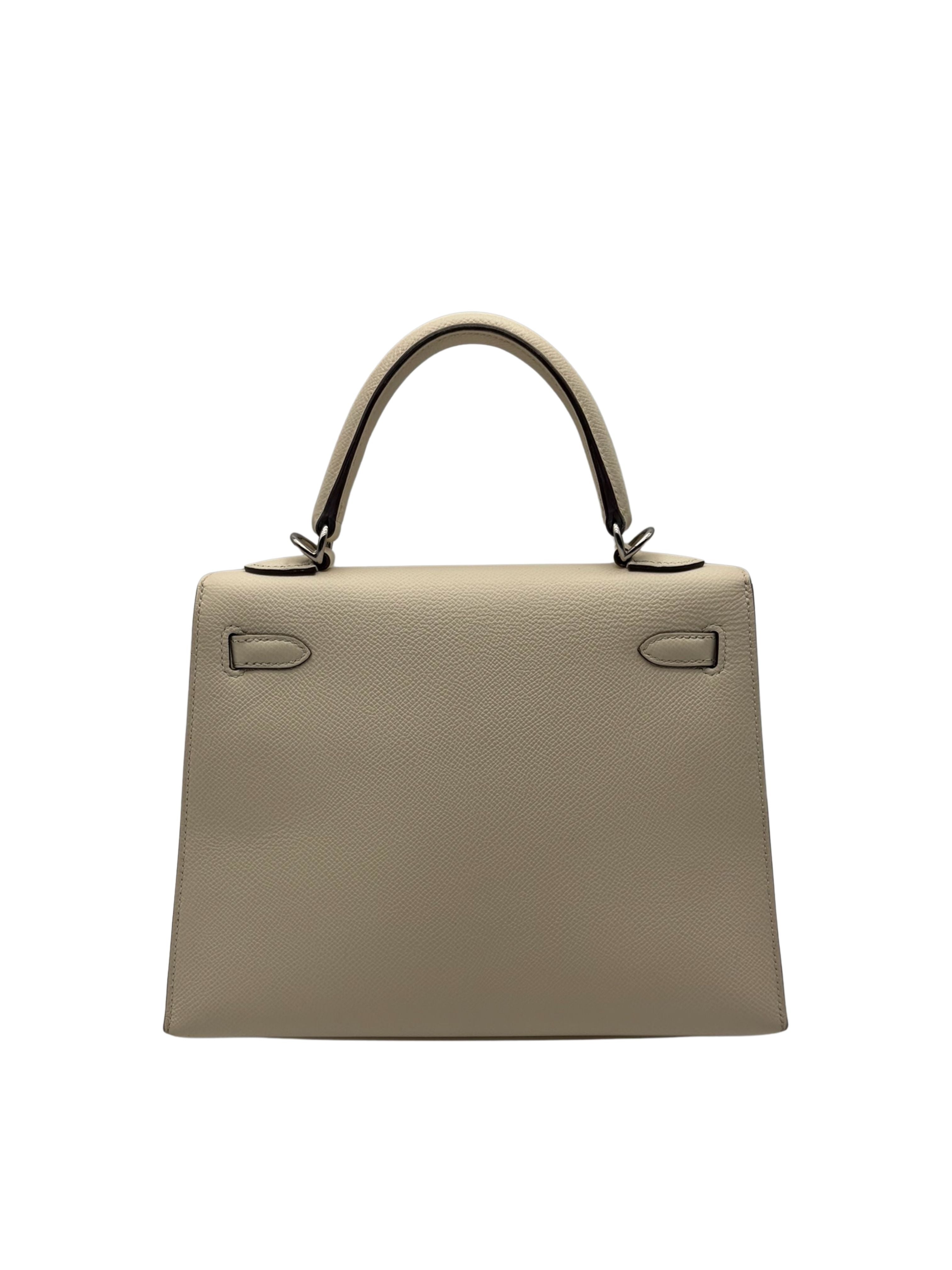 Hermès Kelly 25 Epsom Nata/Ocre Palladium Hardware