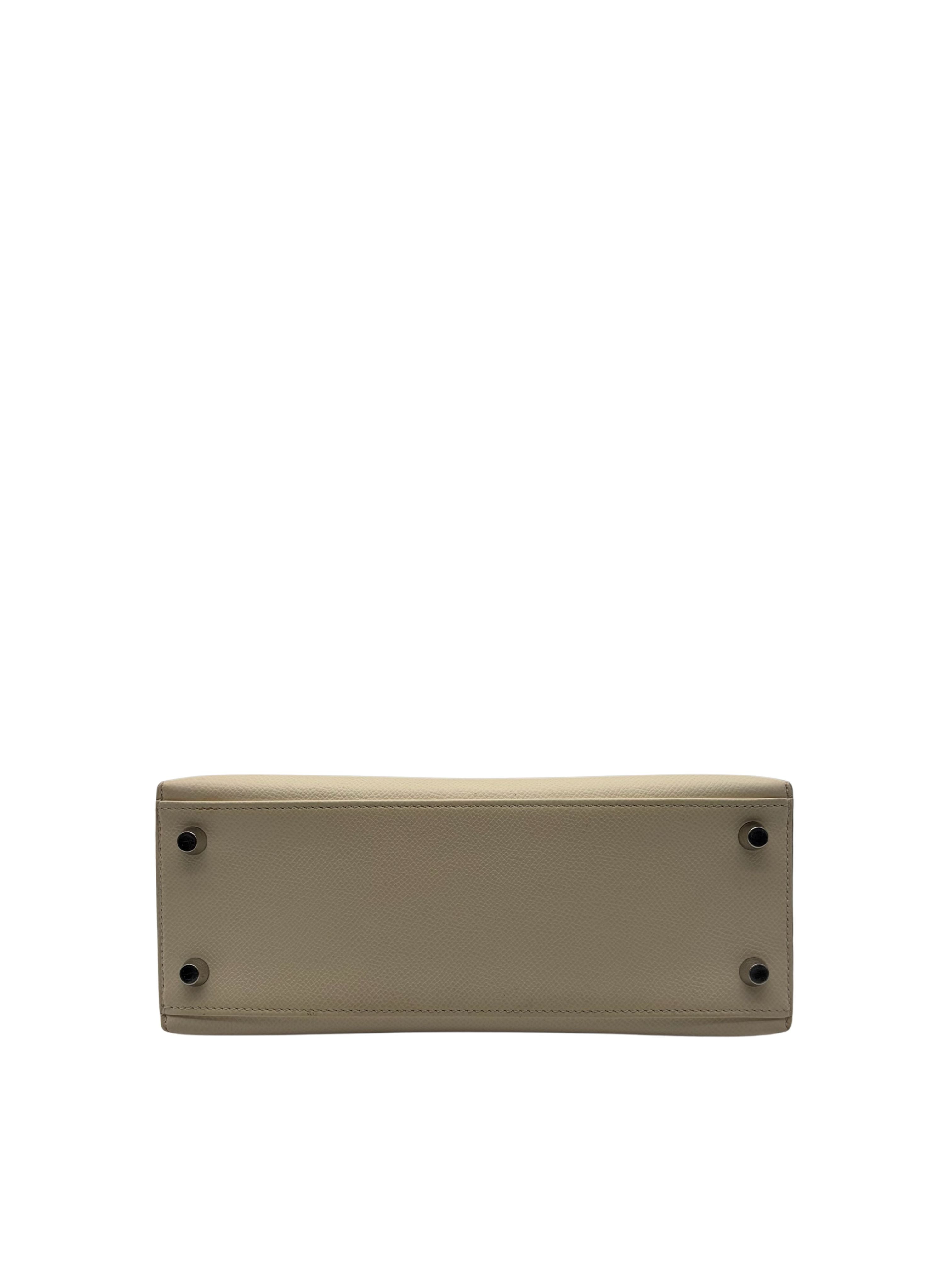 Hermès Kelly 25 Epsom Nata/Ocre Palladium Hardware