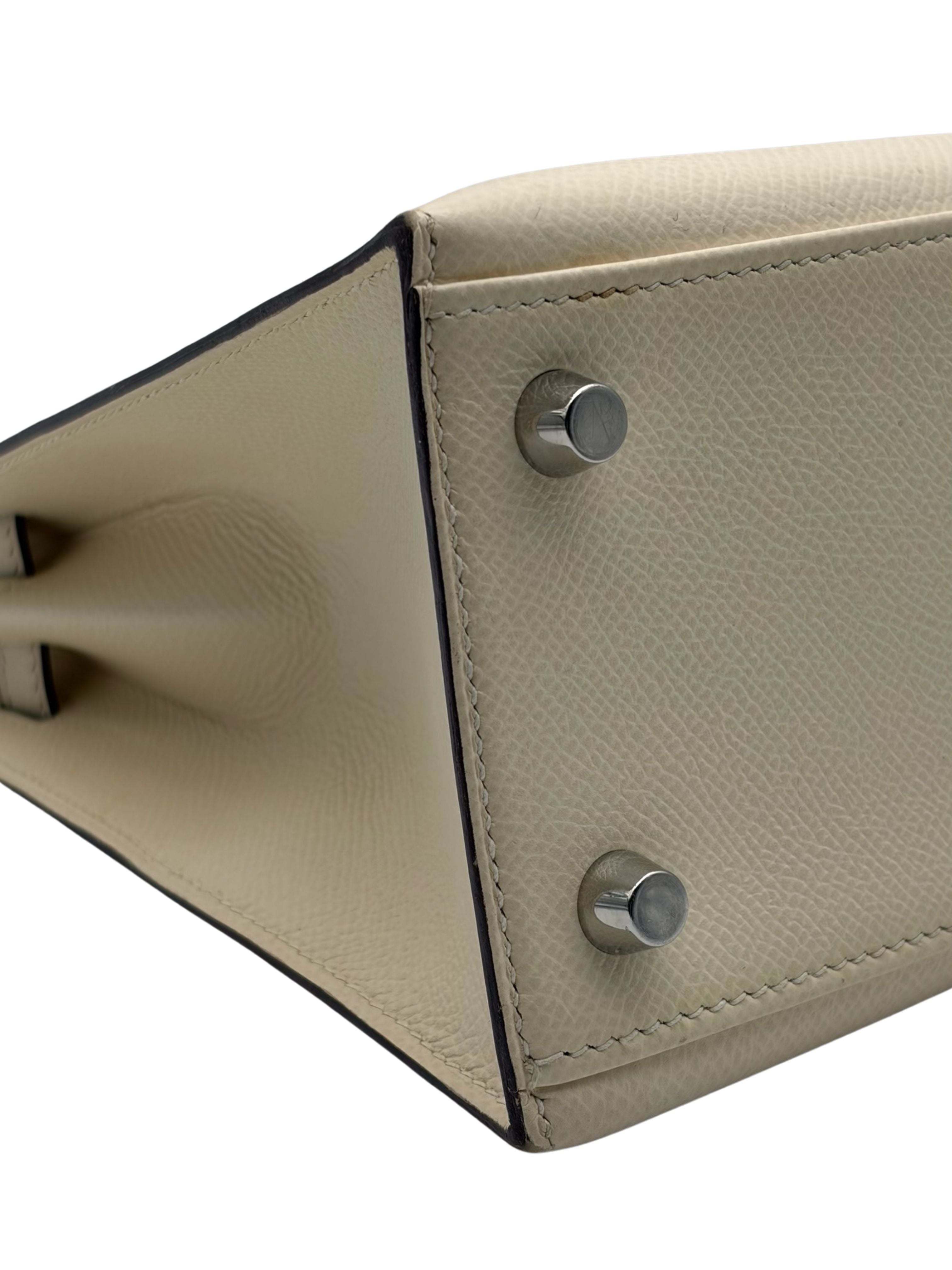 Hermès Kelly 25 Epsom Nata/Ocre Palladium Hardware