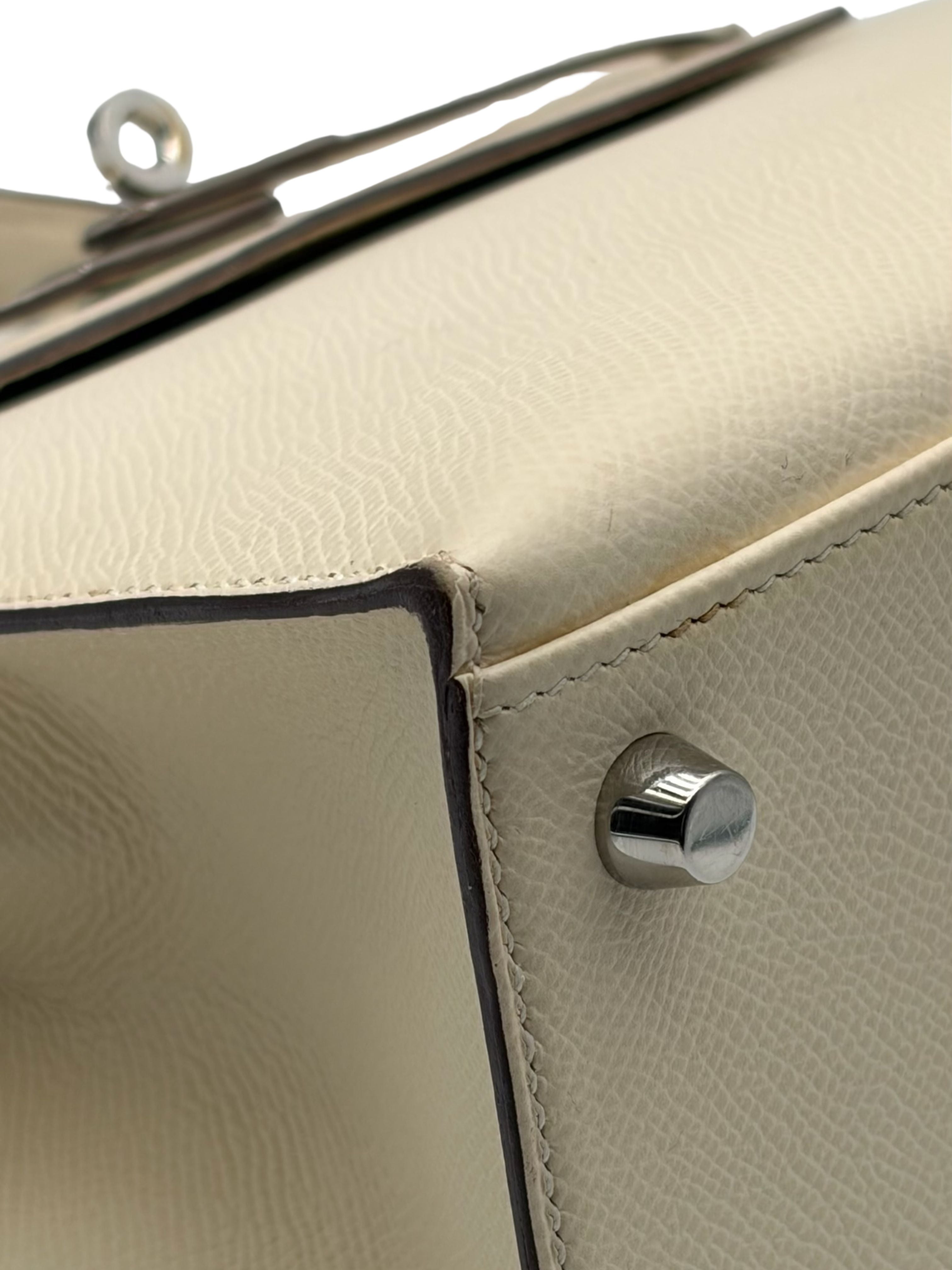 Hermès Kelly 25 Epsom Nata/Ocre Palladium Hardware