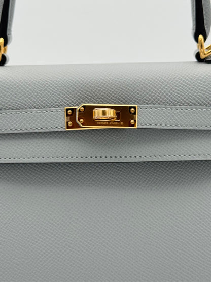 Hermès Kelly 25 Epsom Blue Glacier Gold Hardware