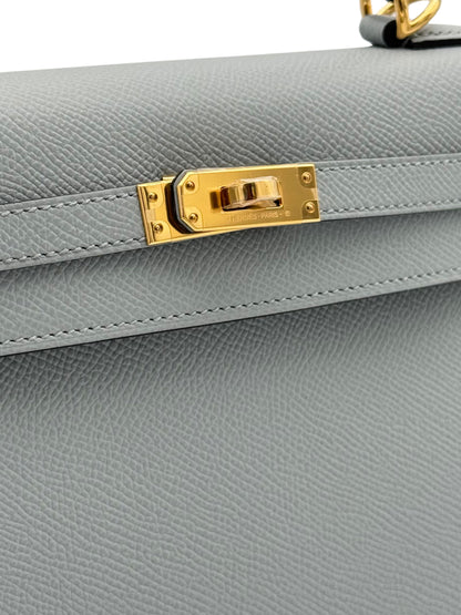 Hermès Kelly 25 Epsom Blue Glacier Gold Hardware