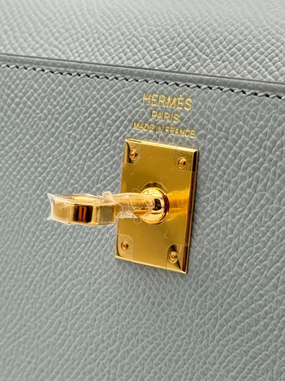 Hermès Kelly 25 Epsom Blue Glacier Gold Hardware