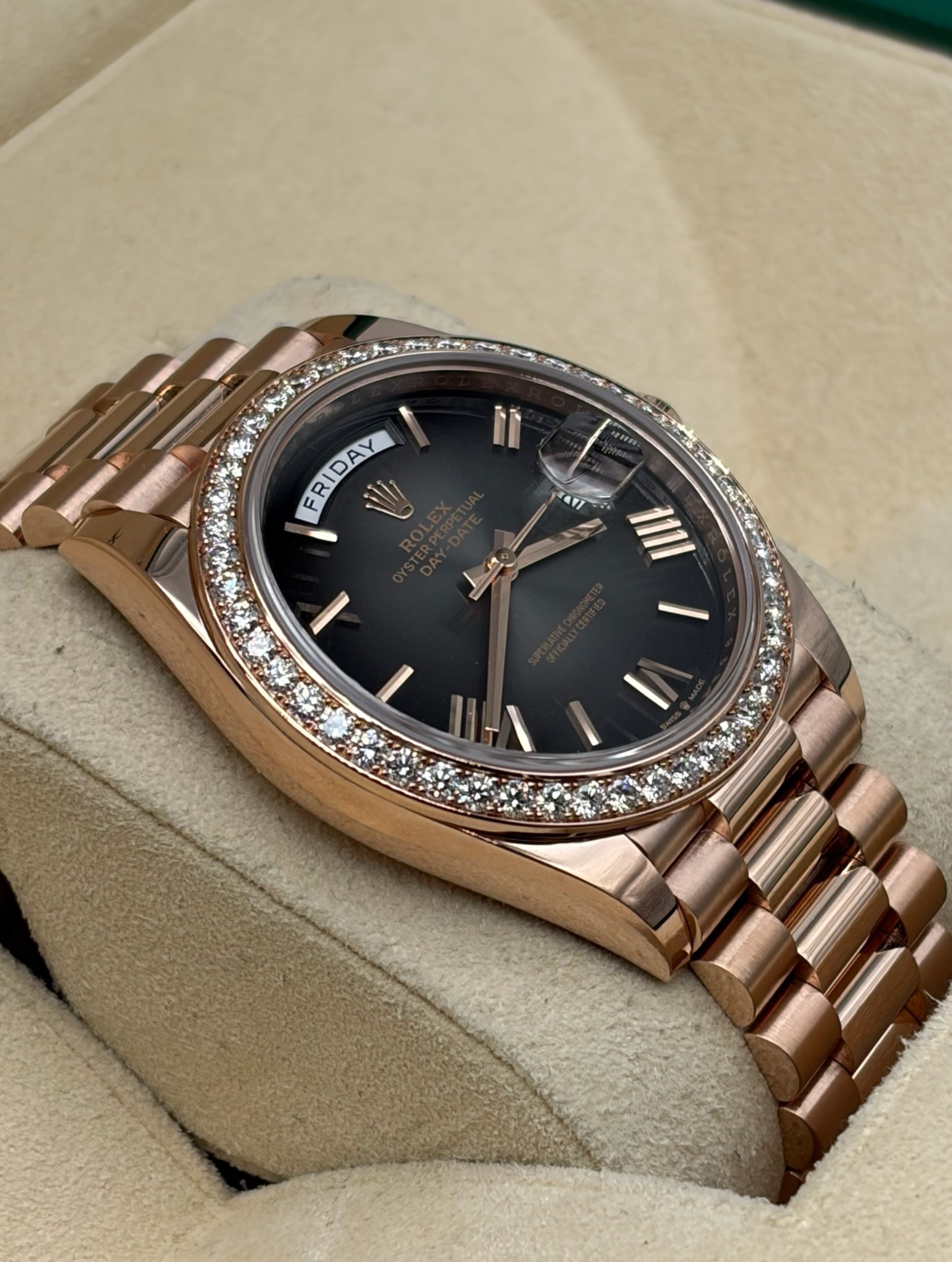 Rolex Day Date 40mm Rose Gold Black Ombre Dial RBR