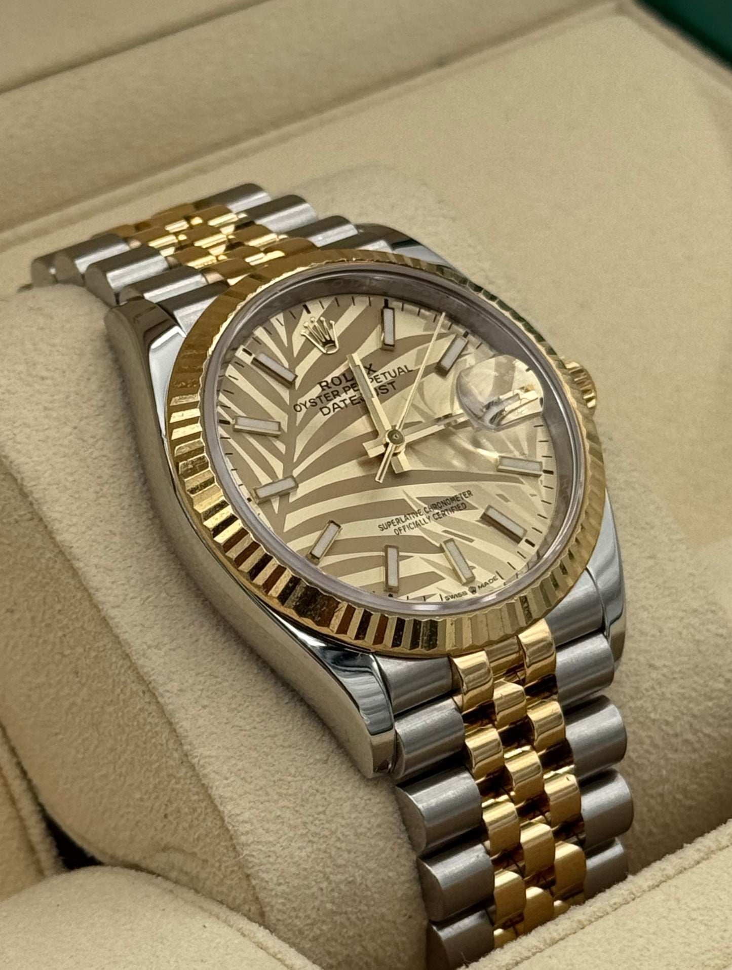 Rolex Datejust 36mm Steel/Gold Palm Dial