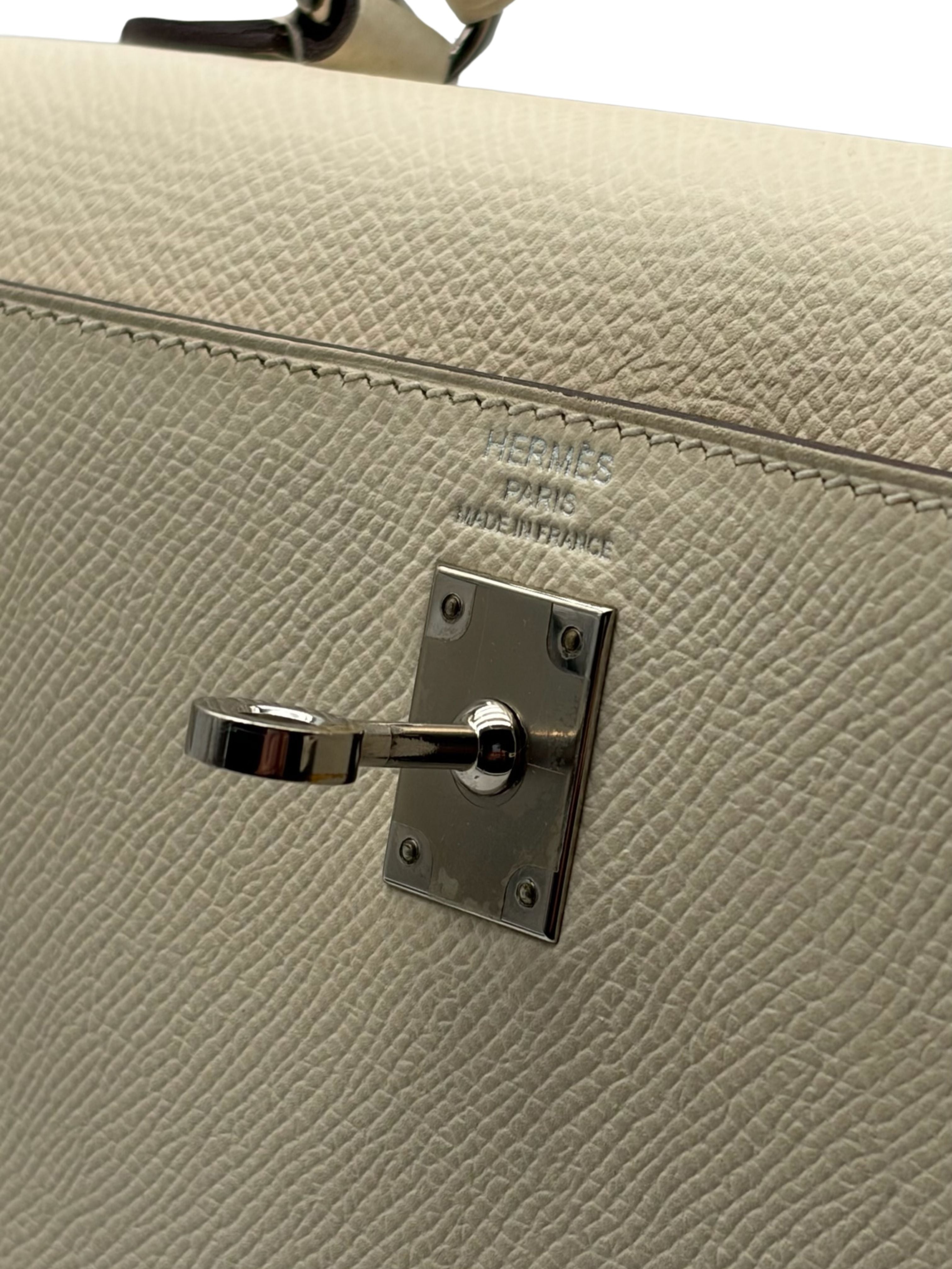 Hermès Kelly 25 Epsom Nata/Ocre Palladium Hardware
