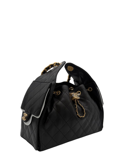 Chanel 25 Medium Black Caviar Gold-Tone Metal