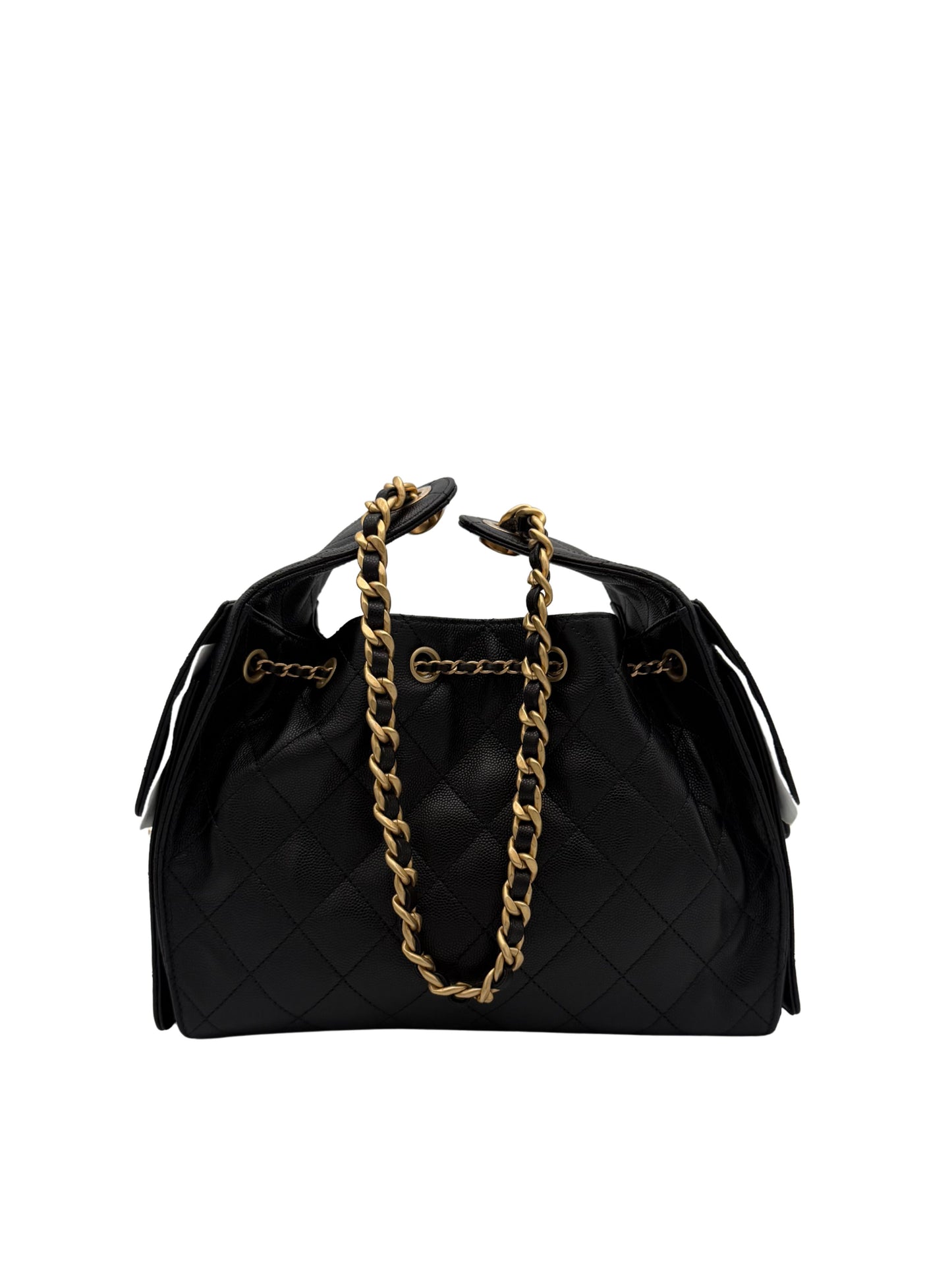 Chanel 25 Medium Black Caviar Gold-Tone Metal