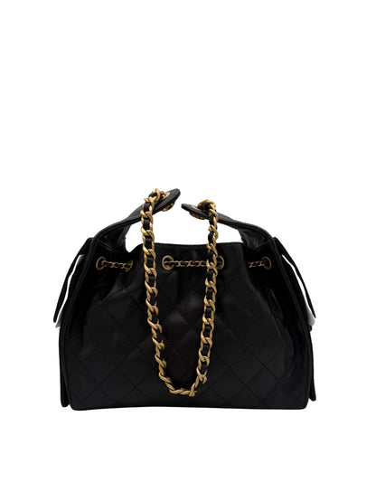 Chanel 25 Medium Black Caviar Gold-Tone Metal