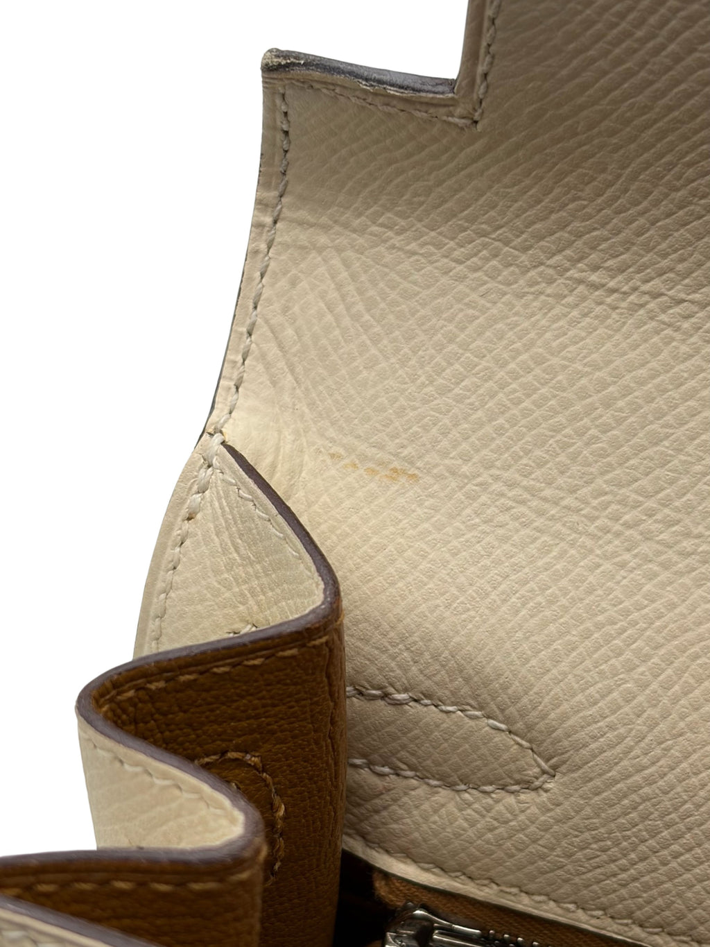 Hermès Kelly 25 Epsom Nata/Ocre Palladium Hardware