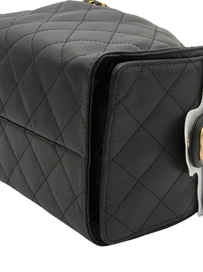 Chanel 25 Medium Black Caviar Gold-Tone Metal