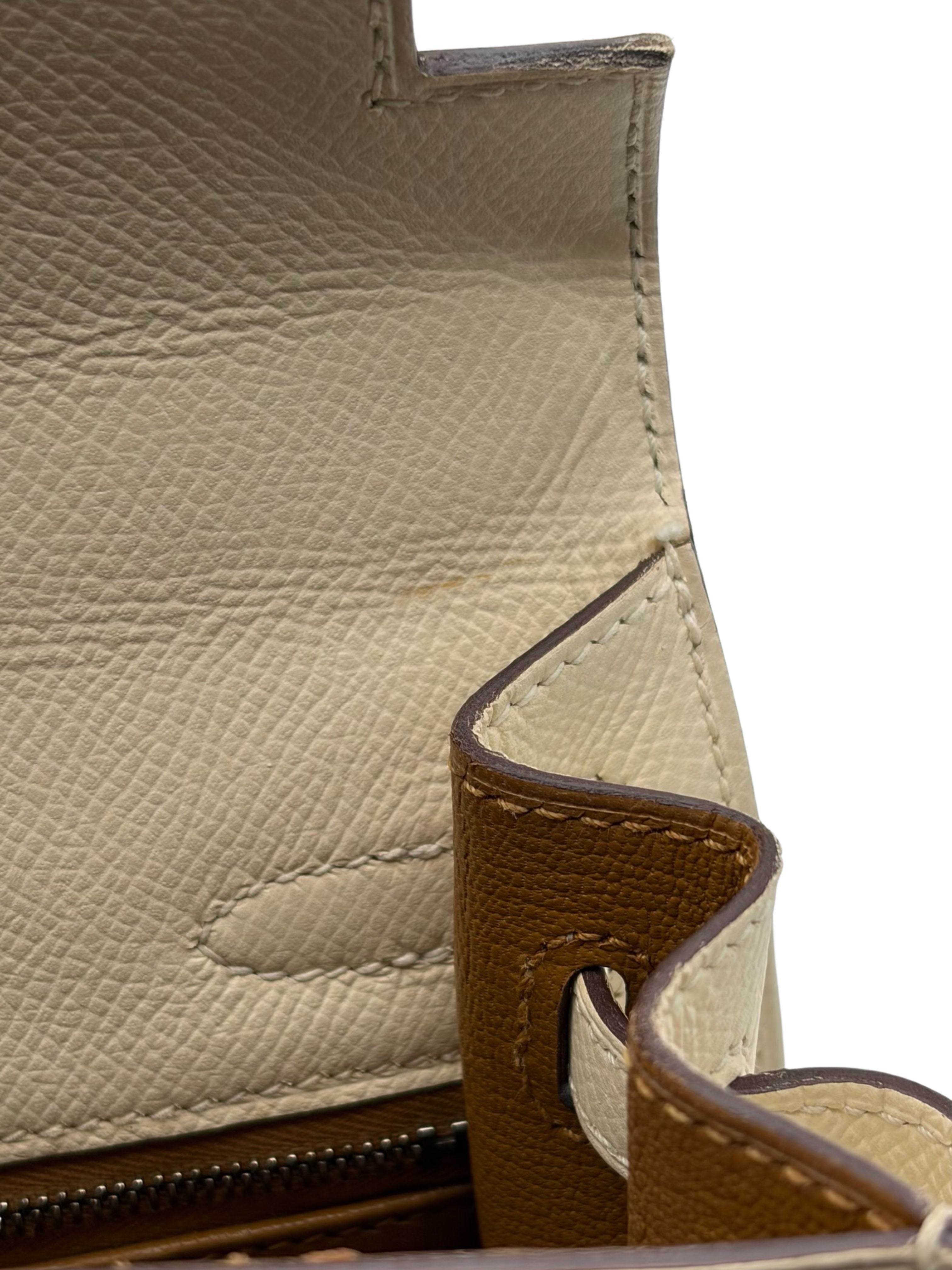 Hermès Kelly 25 Epsom Nata/Ocre Palladium Hardware