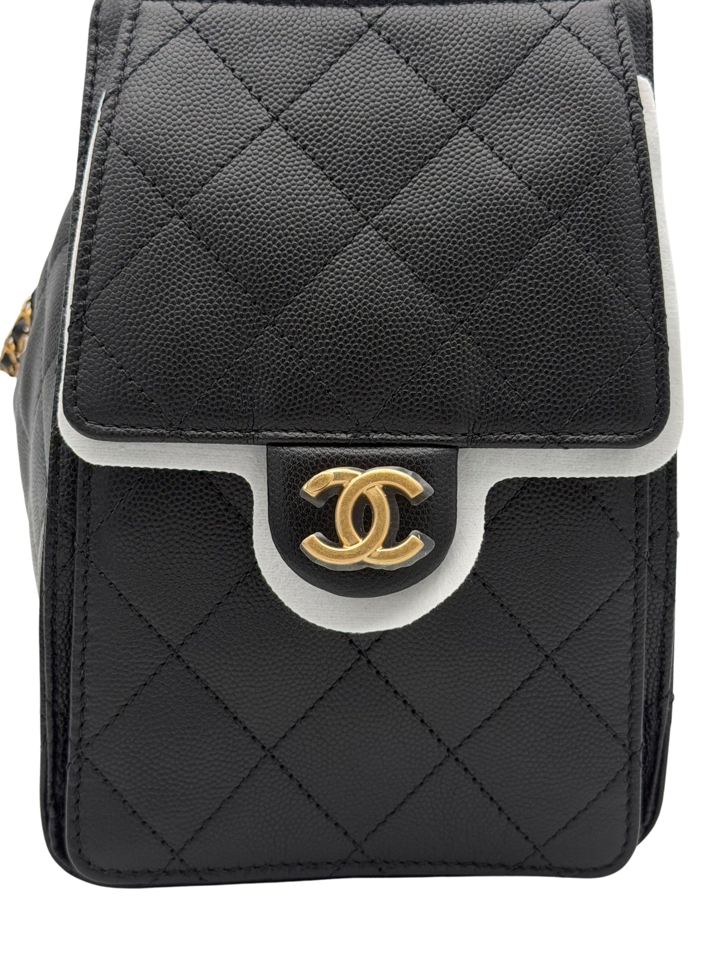 Chanel 25 Medium Black Caviar Gold-Tone Metal