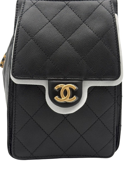 Chanel 25 Medium Black Caviar Gold-Tone Metal