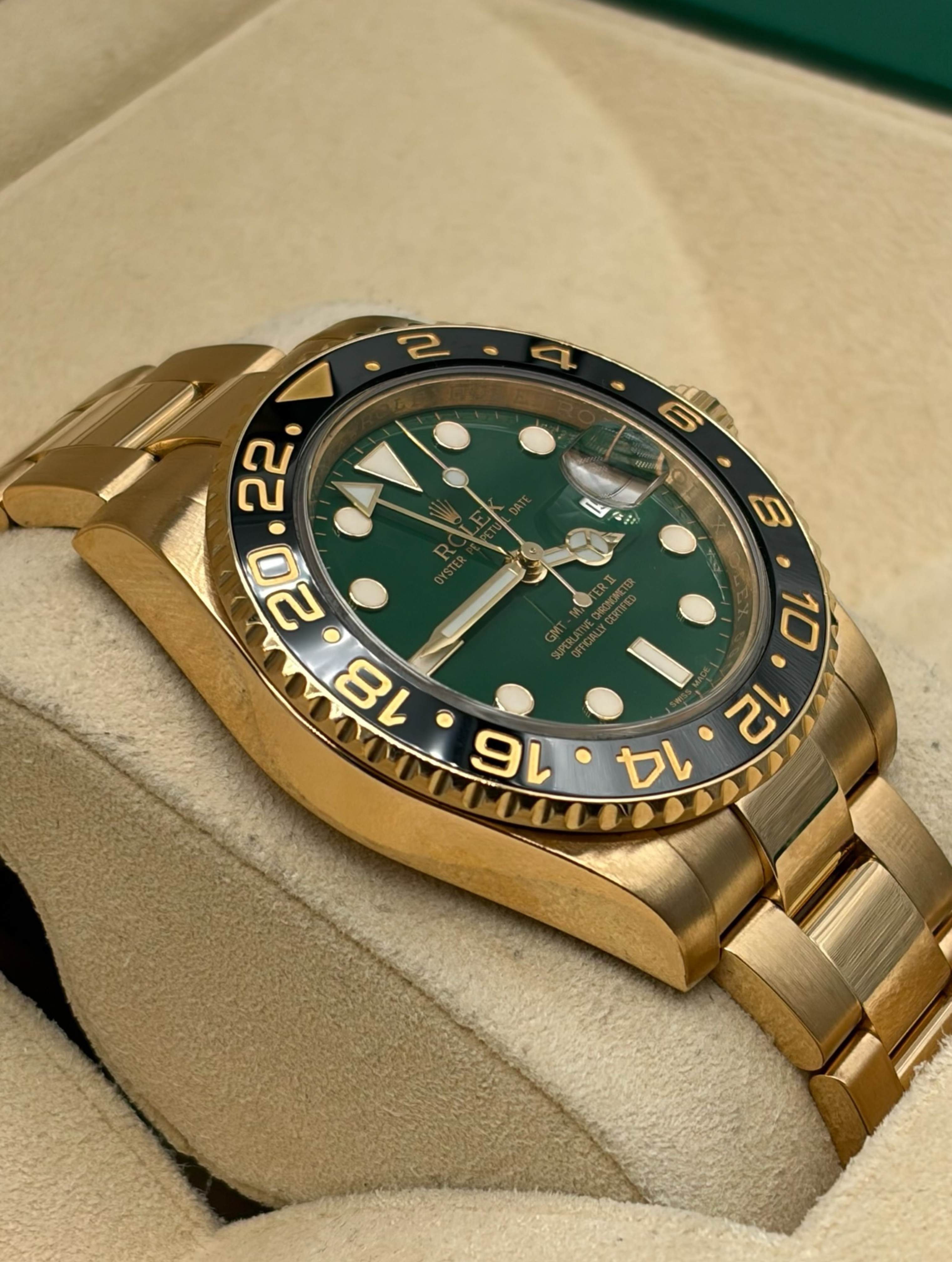 Rolex GMT-Master II Gold Green Dial Oyster