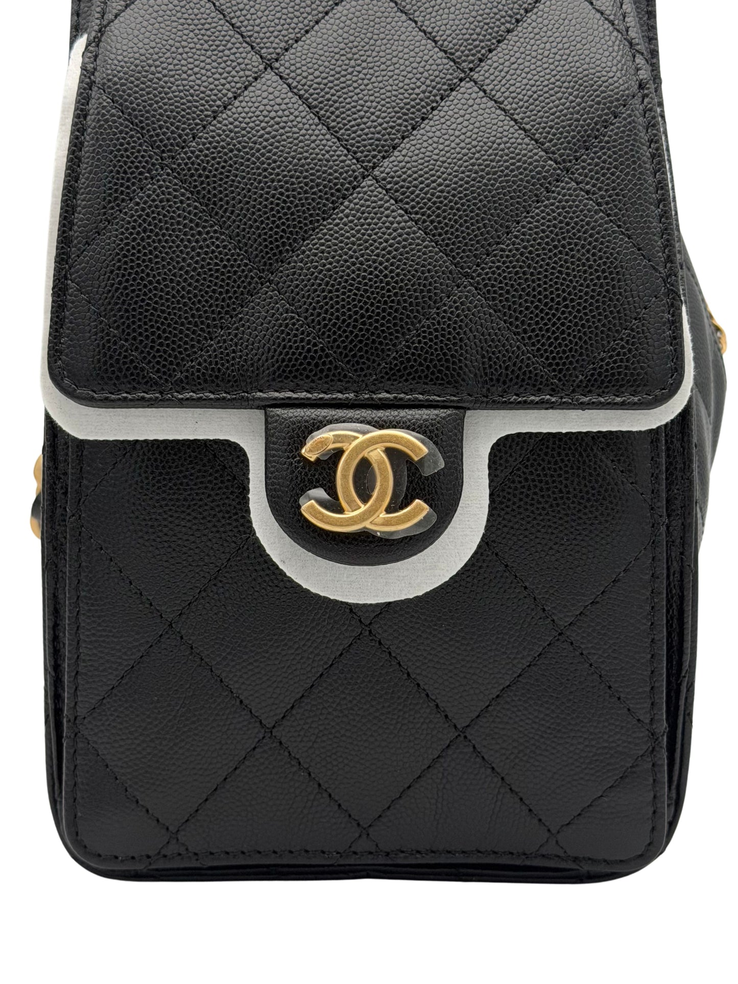Chanel 25 Medium Black Caviar Gold-Tone Metal