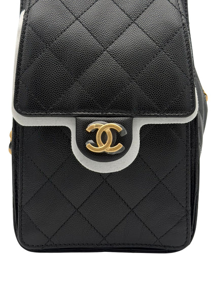 Chanel 25 Medium Black Caviar Gold-Tone Metal