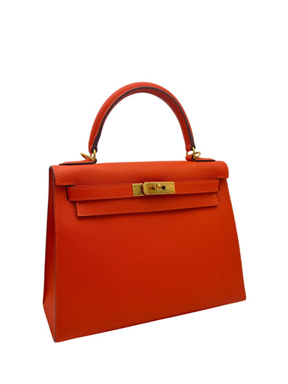 Hermès Kelly 28 Epsom Orange Gold Hardware