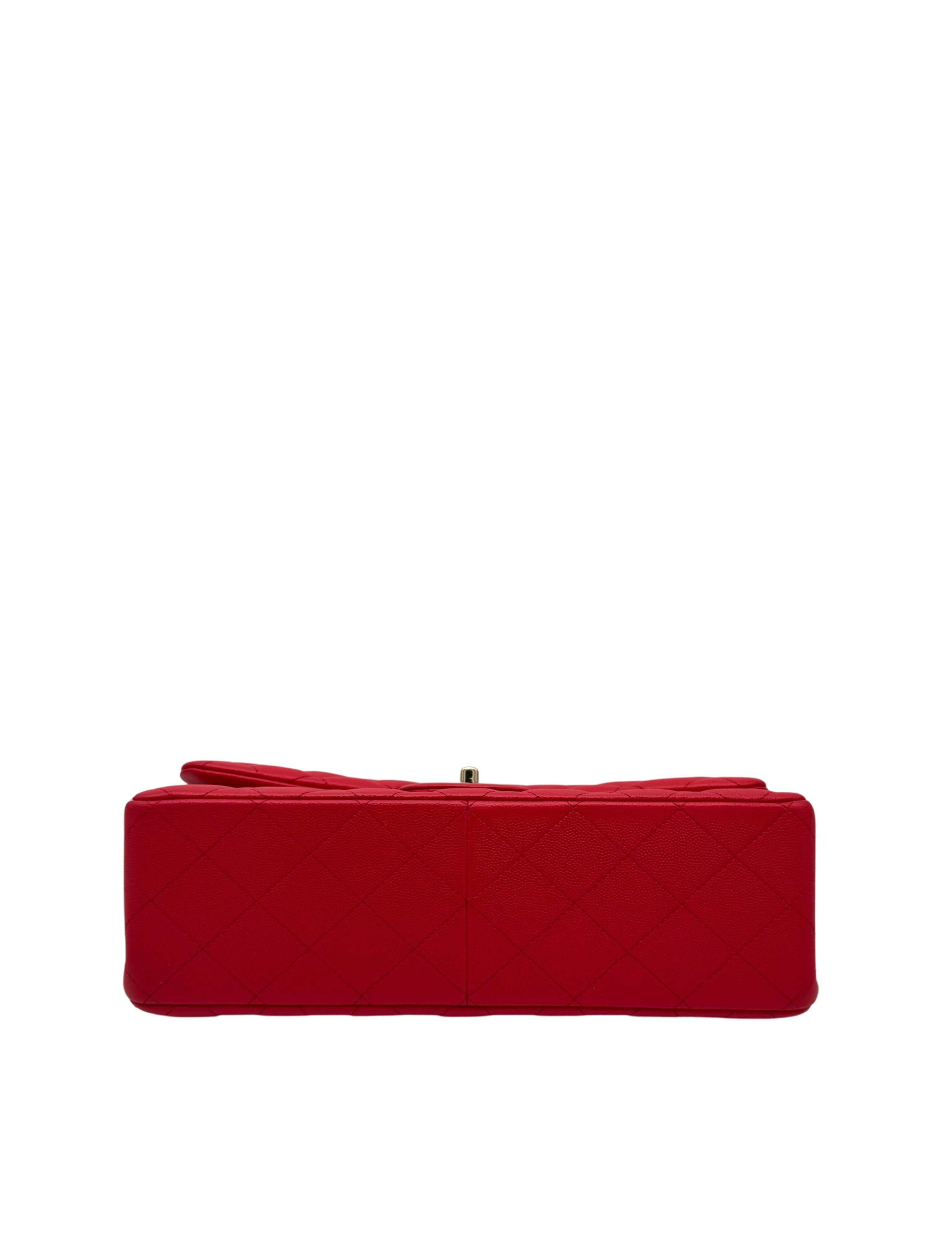 Chanel Classic Jumbo Red Caviar Leather