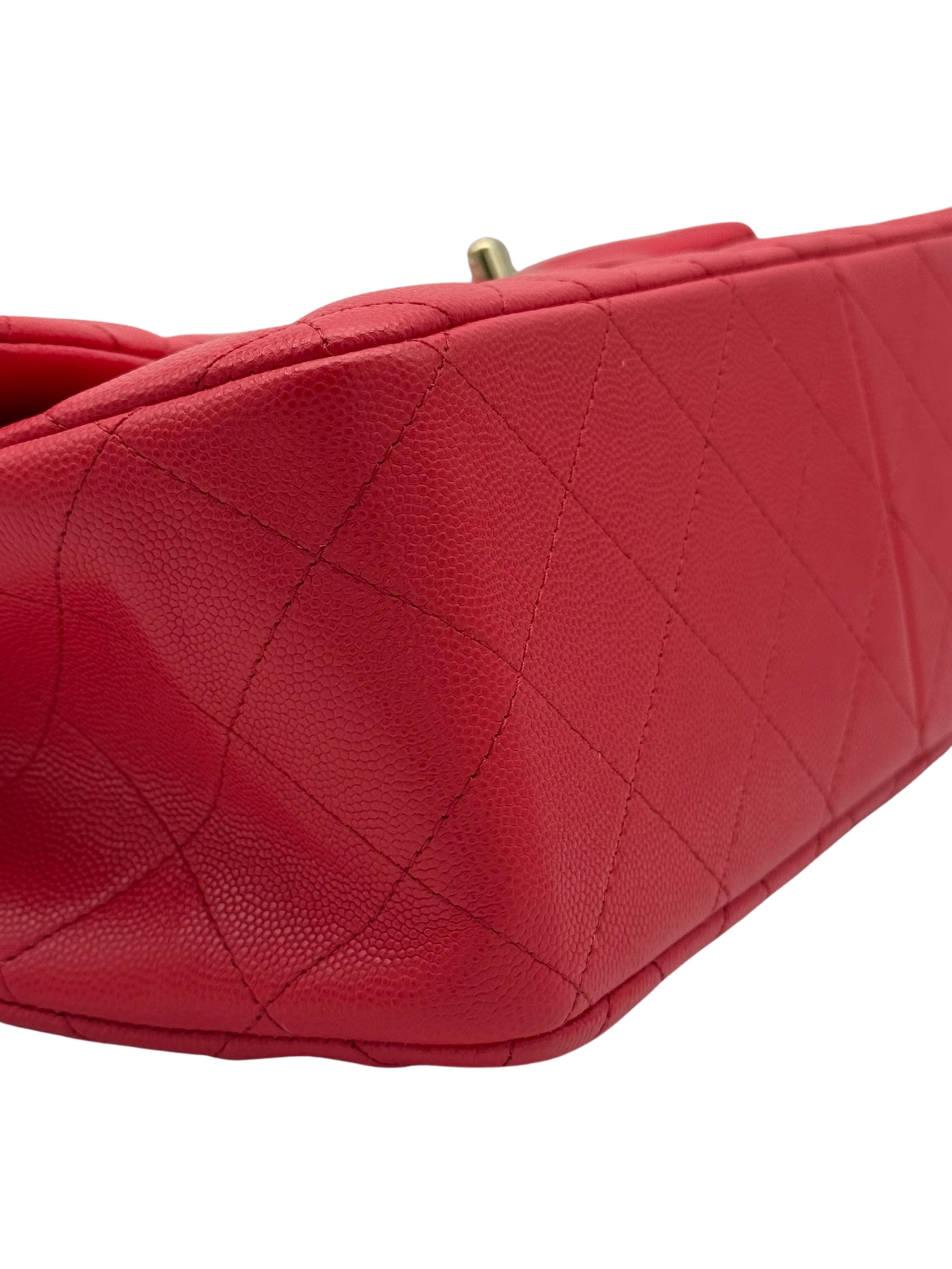 Chanel Classic Jumbo Red Caviar Leather
