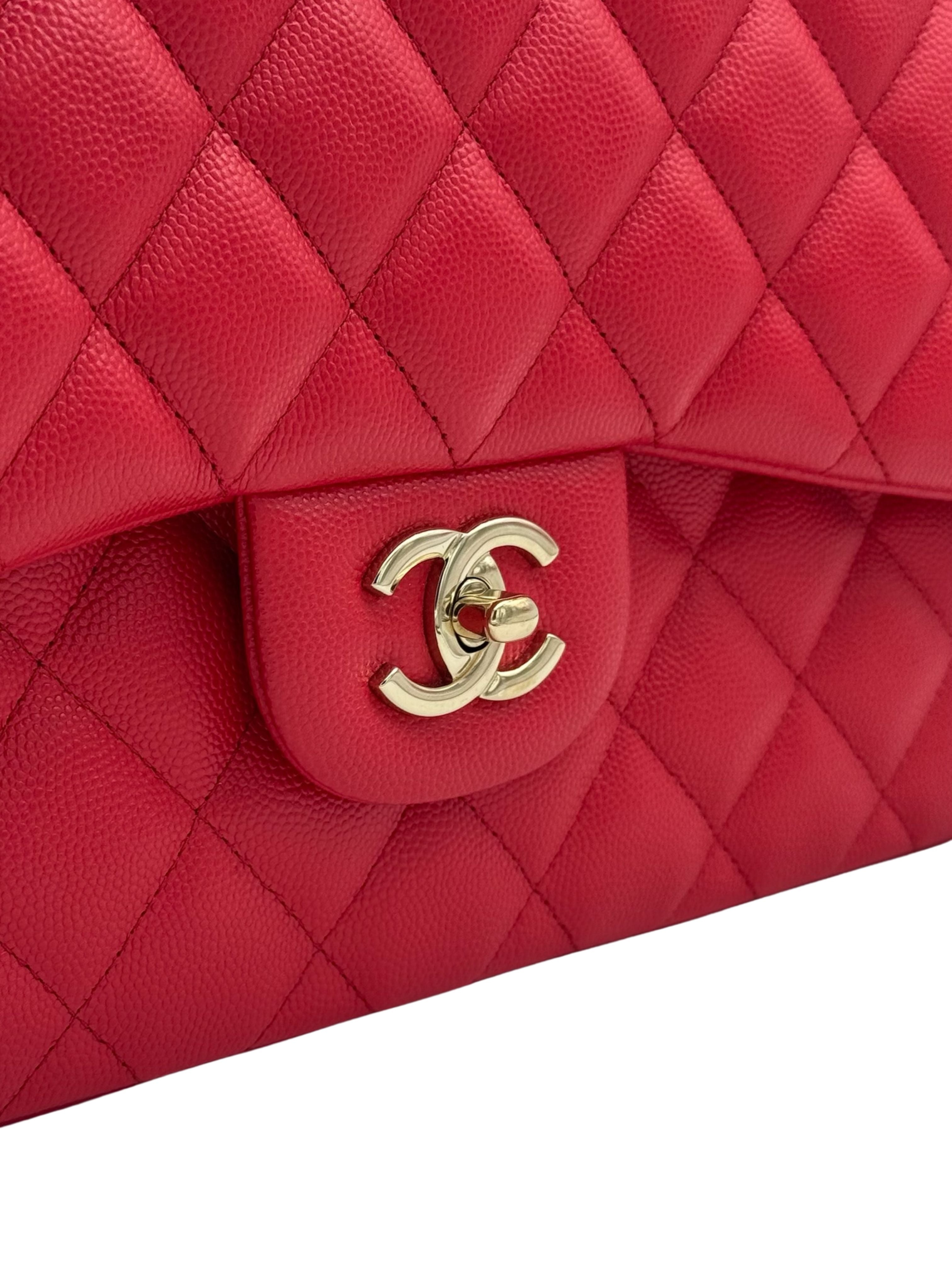 Chanel Classic Jumbo Red Caviar Leather