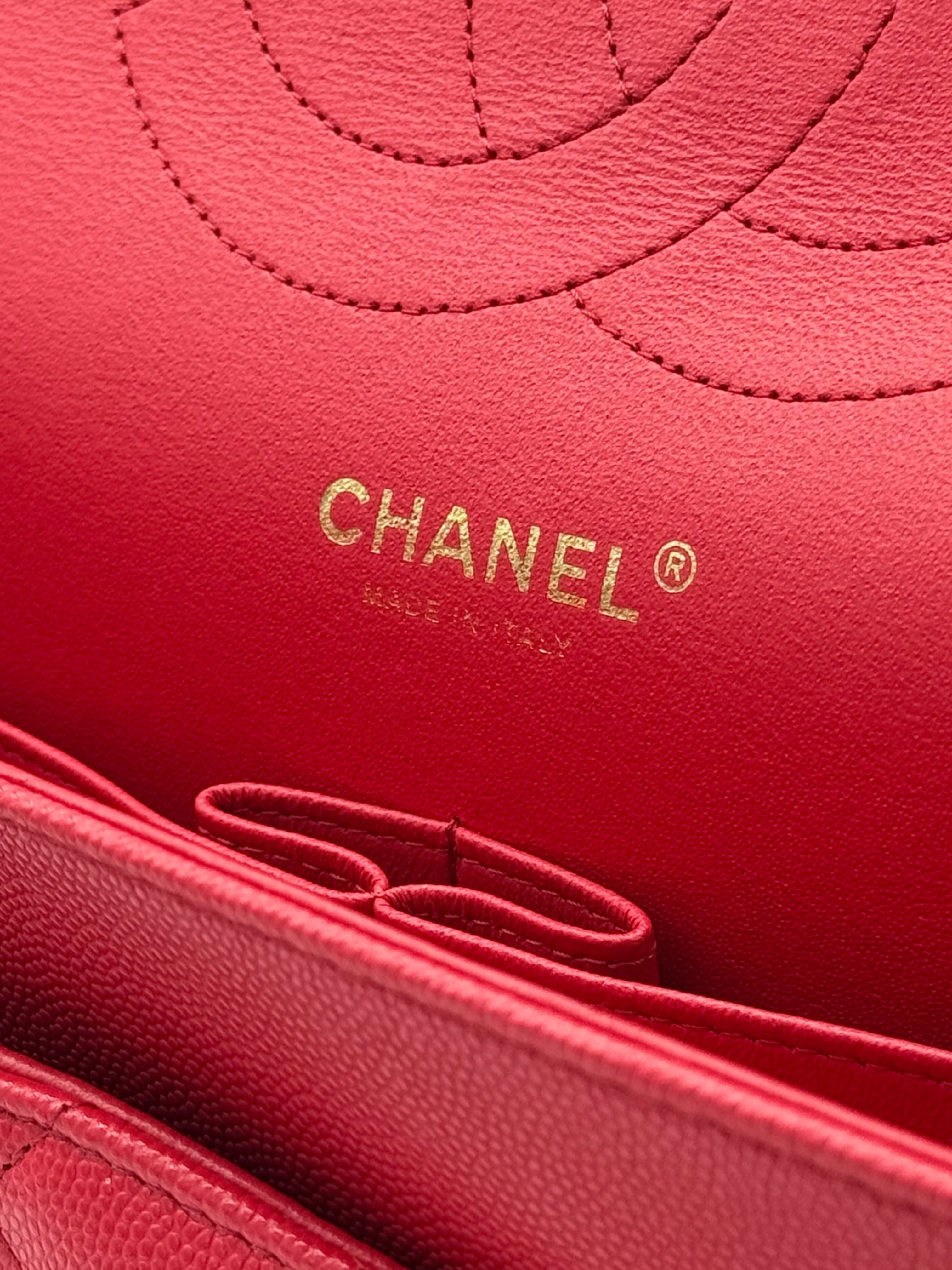 Chanel Classic Jumbo Red Caviar Leather