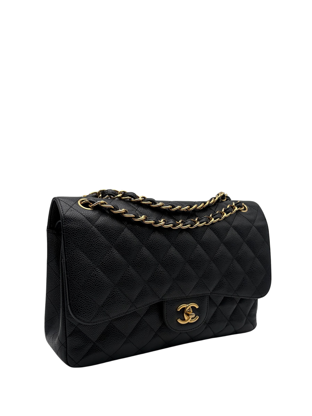 Chanel Classic Jumbo Black Caviar Leather