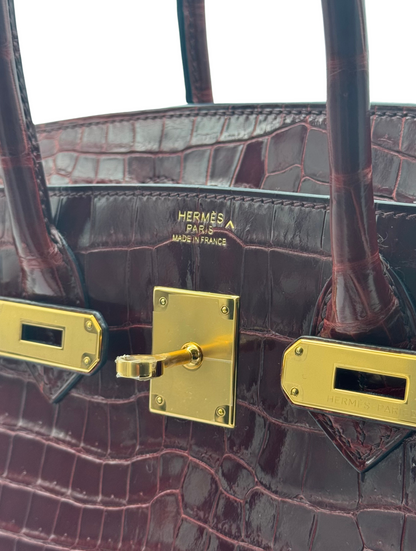 Hermès Birkin 30 Crocodile Porosus Bourdeaux