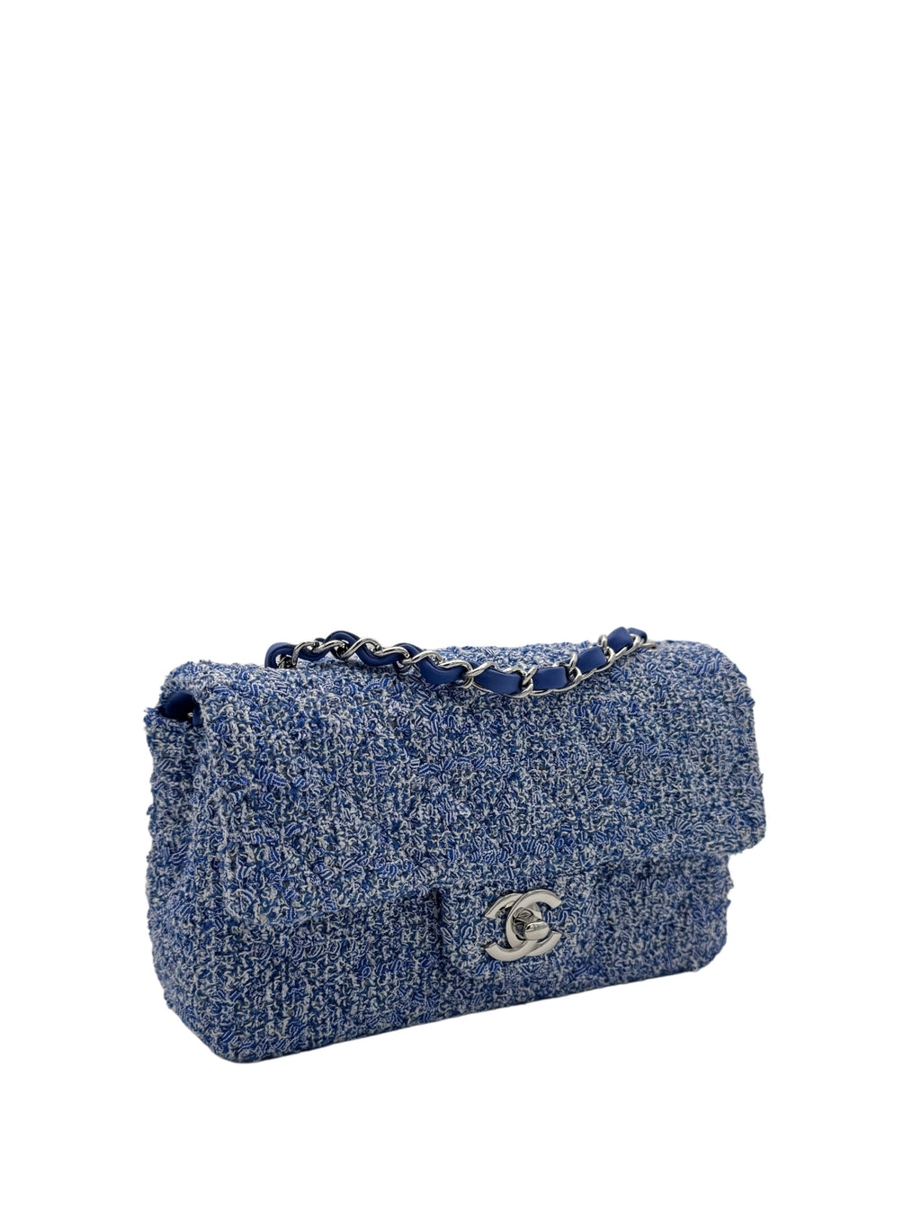 Chanel Classic Mini Rectangle Blue Tweed