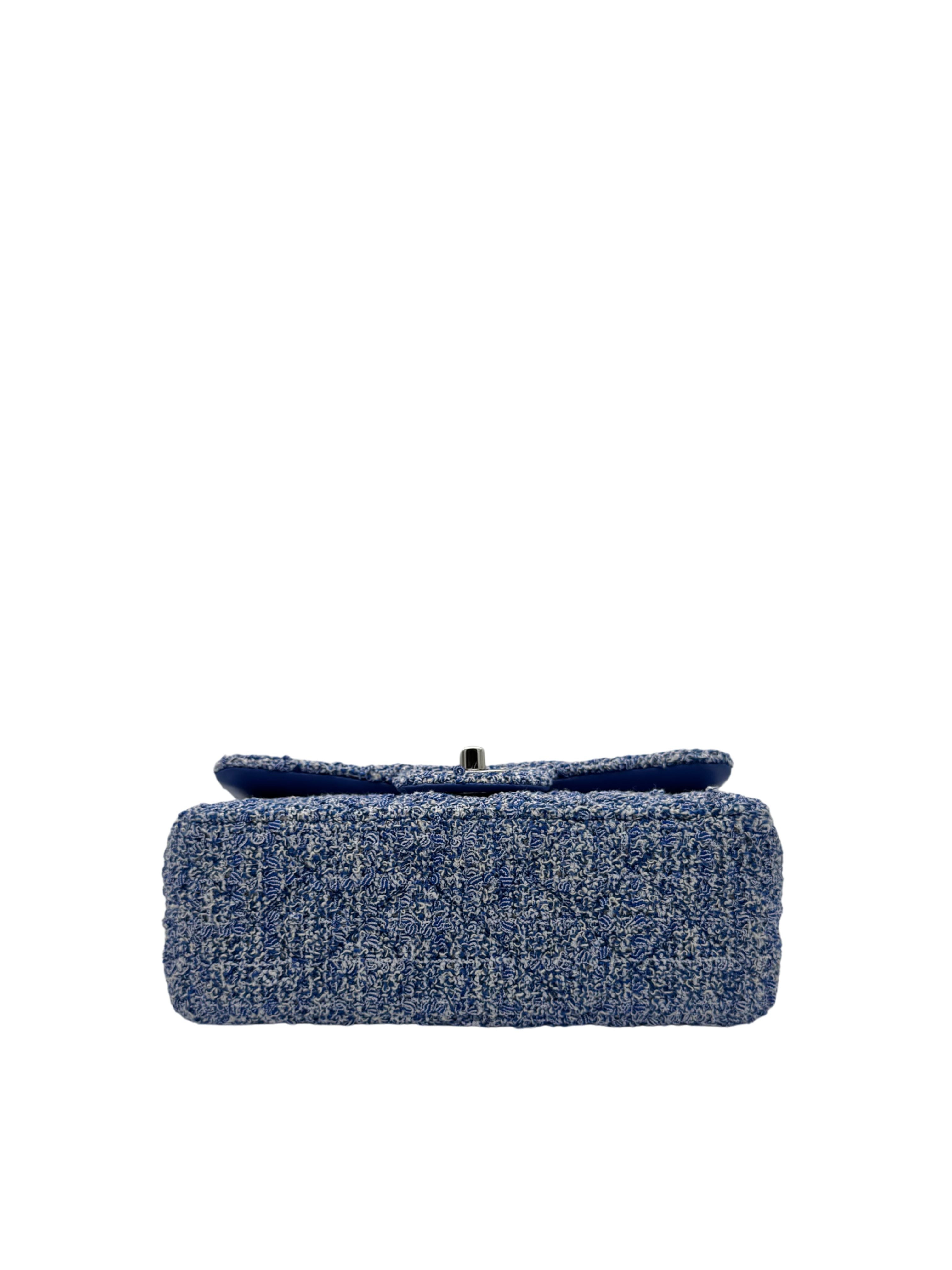 Chanel Classic Mini Rectangle Blue Tweed