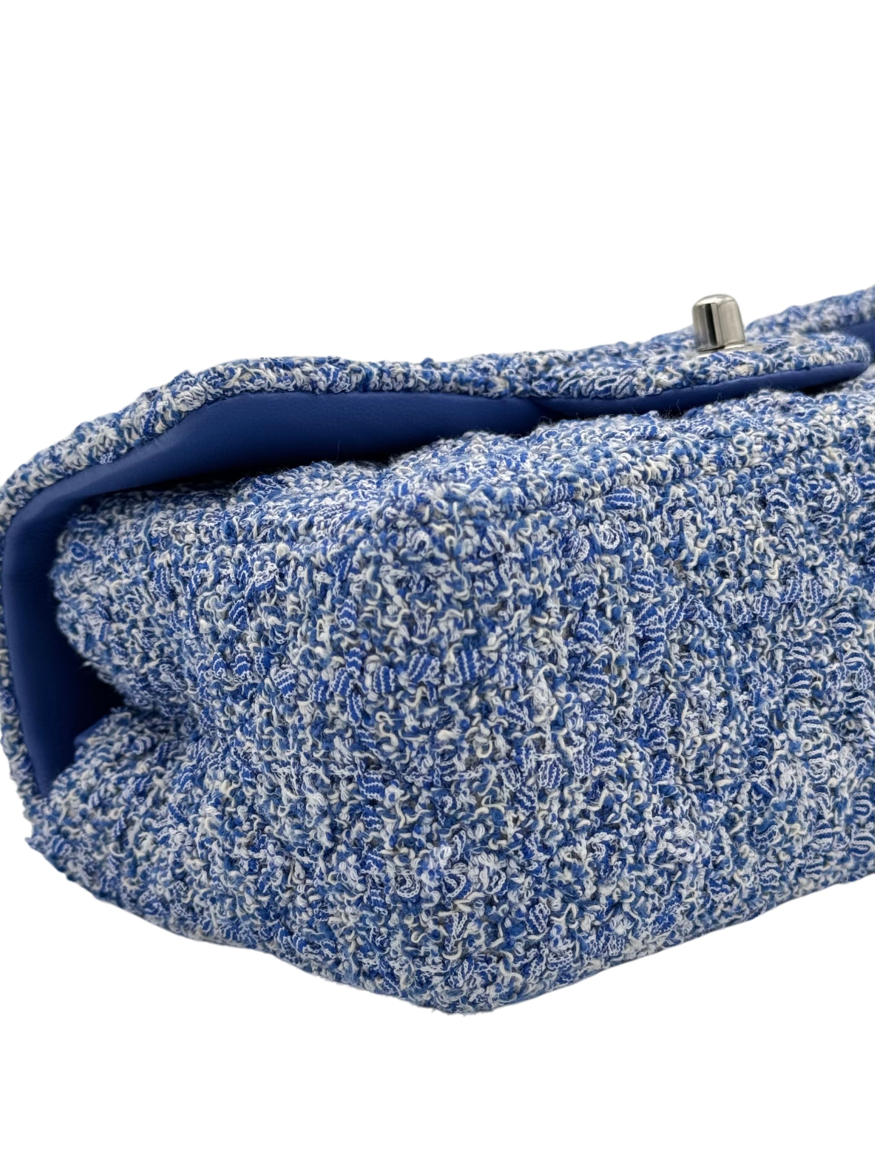 Chanel Classic Mini Rectangle Blue Tweed