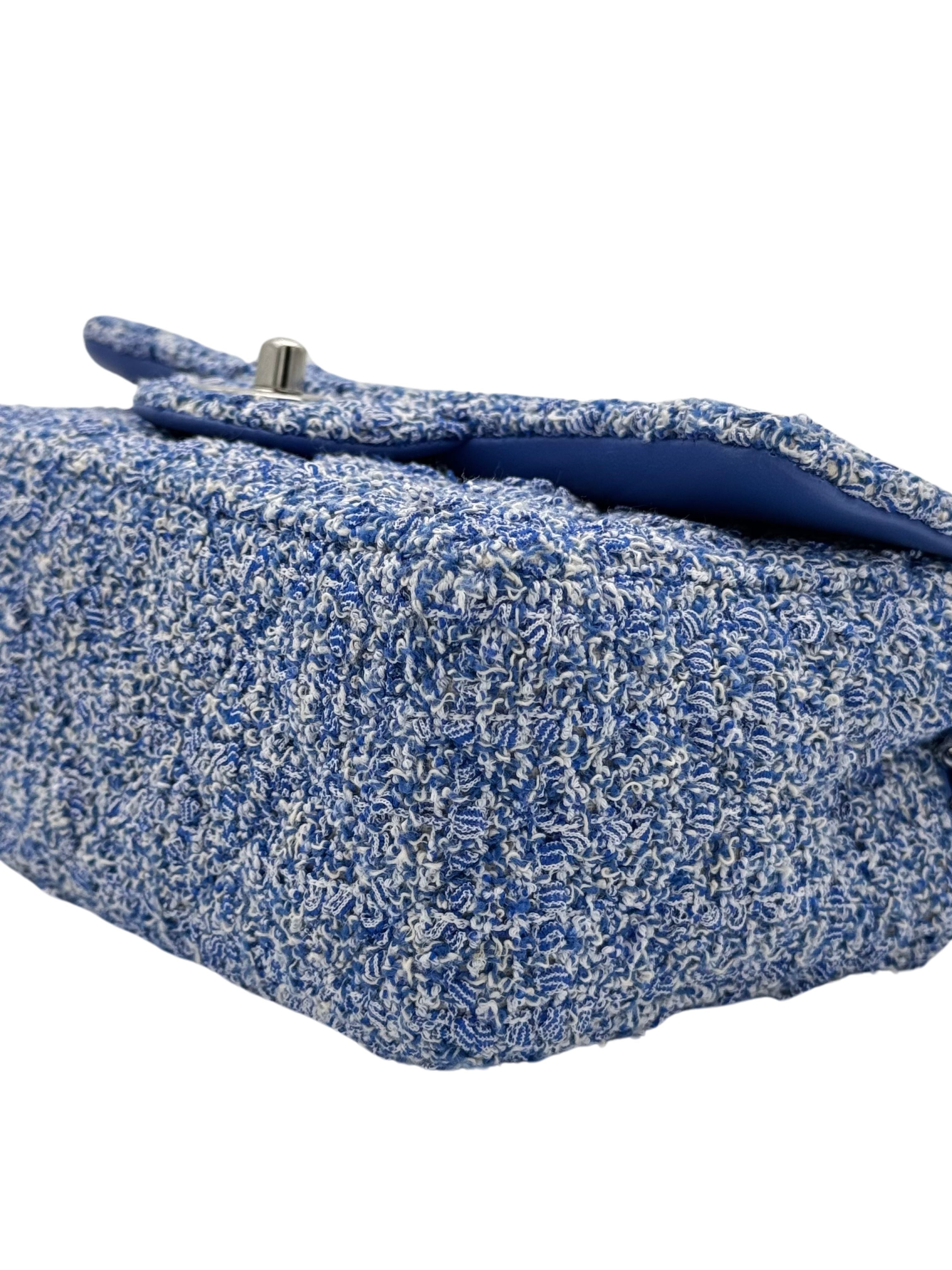 Chanel Classic Mini Rectangle Blue Tweed