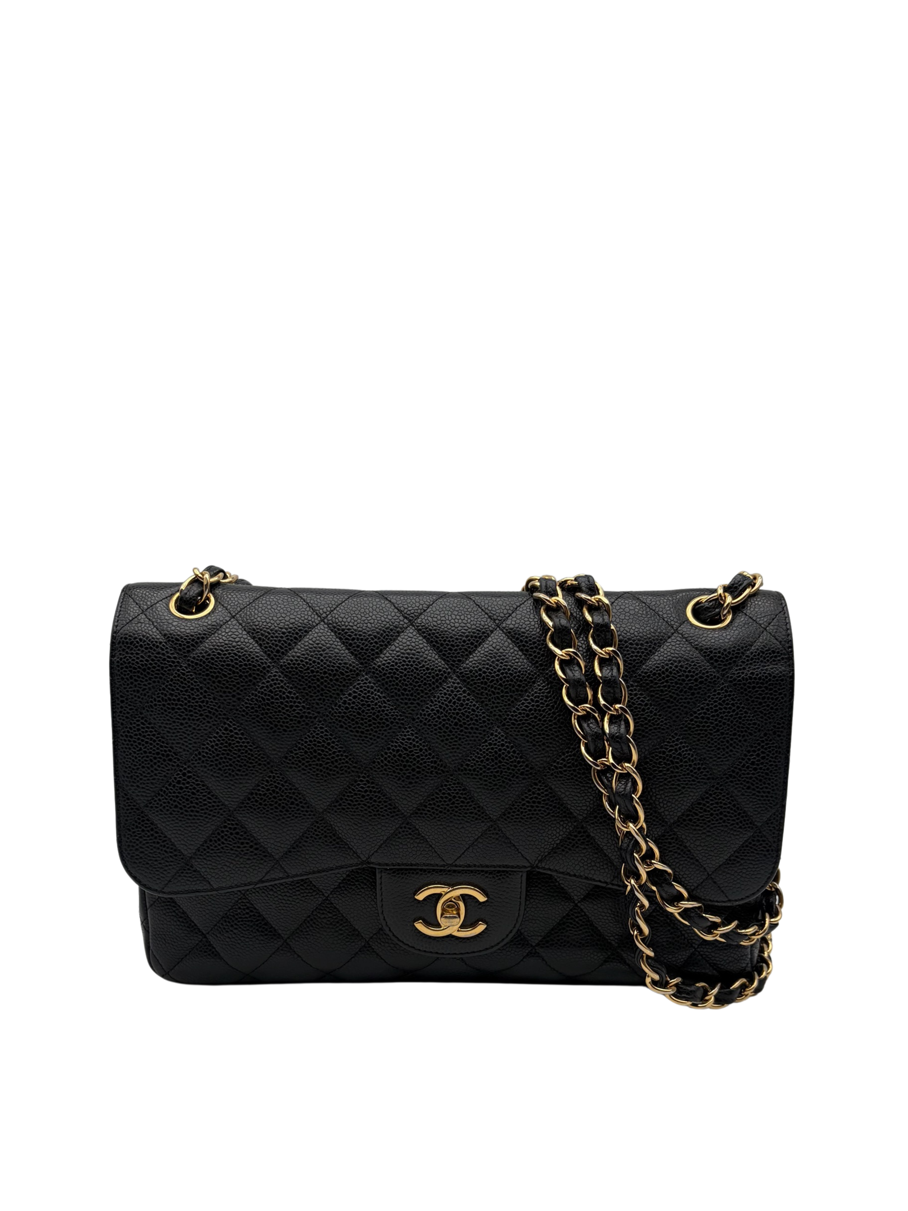 Chanel Classic Jumbo Black Caviar Leather