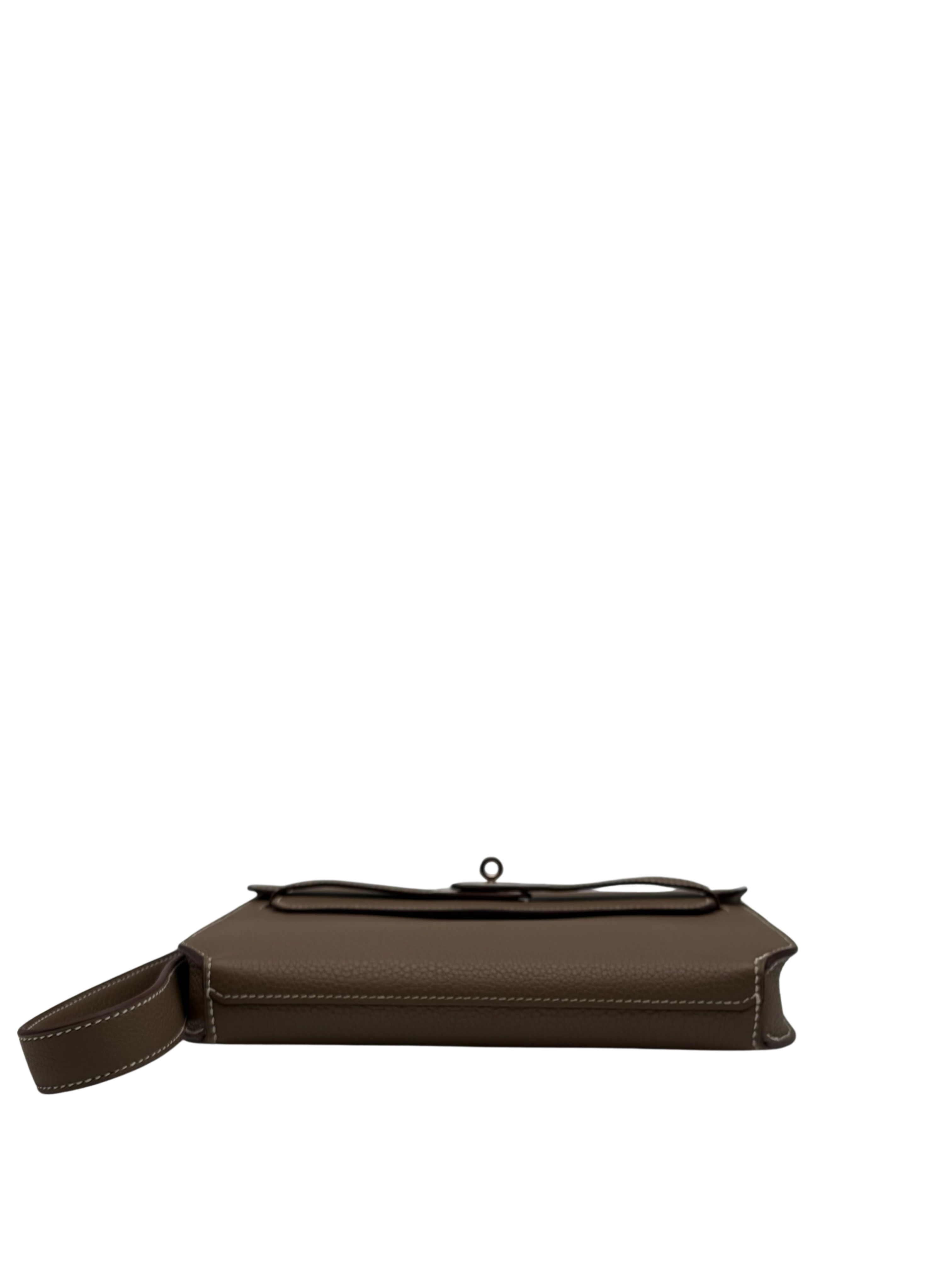 Hermès Kelly Dépêches 25 Togo Etoupe Palladium Hardware